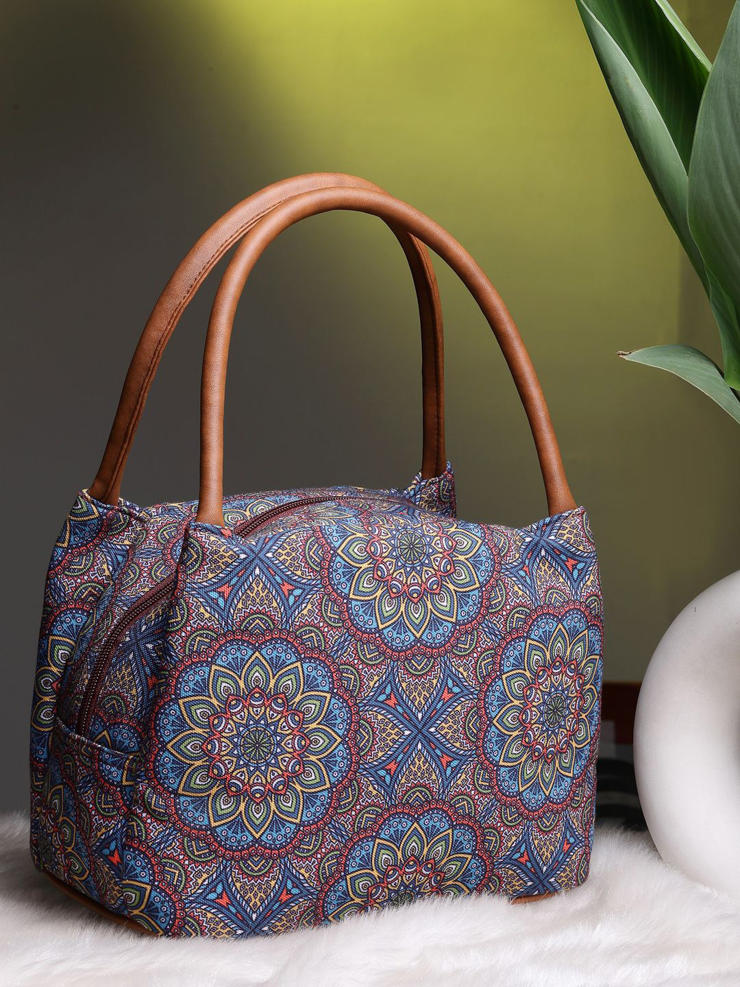 Anekaant Tribal Mandala Printed Cotton Jacquard Handheld Bag