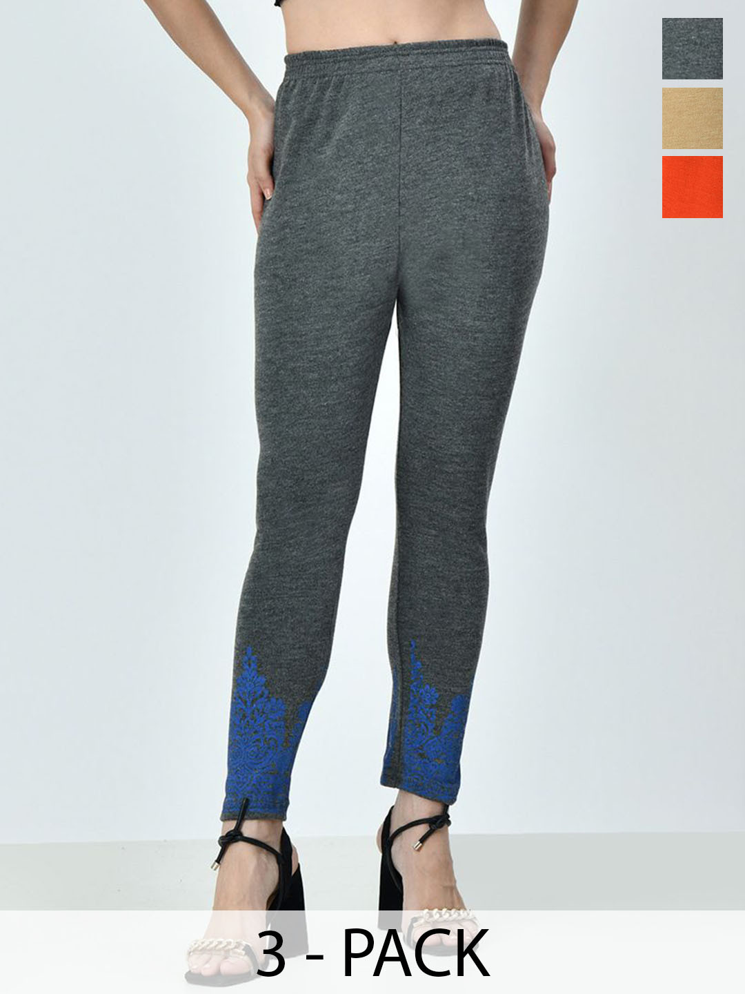 BAESD Pack Of 3 Bottom Printed  Ankle-Length Leggings