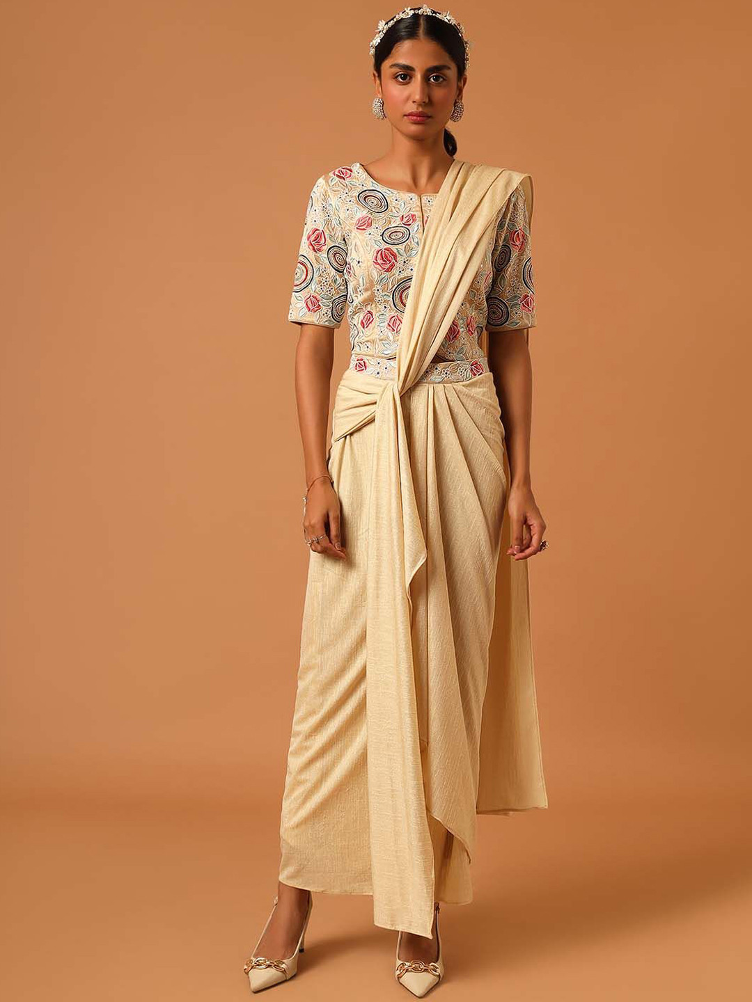 Sejal Kamdar Ethnic Motifs Embroidered Blouse With Saree