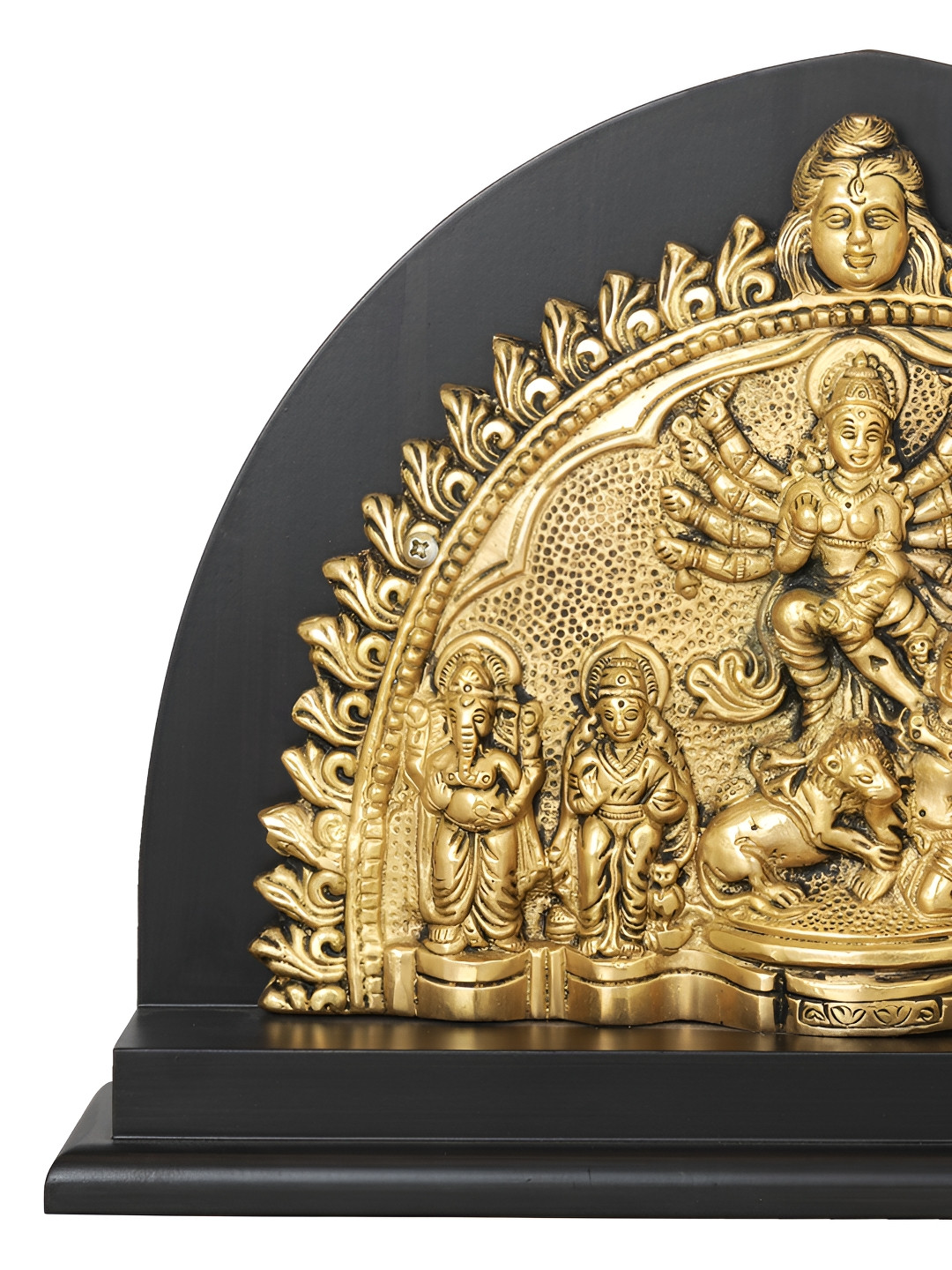 Exotic India Ekchala Devi Durga Bras Gold Brass Metallic Prayer Room Hand Made Medium Showpiece - 3 Inches