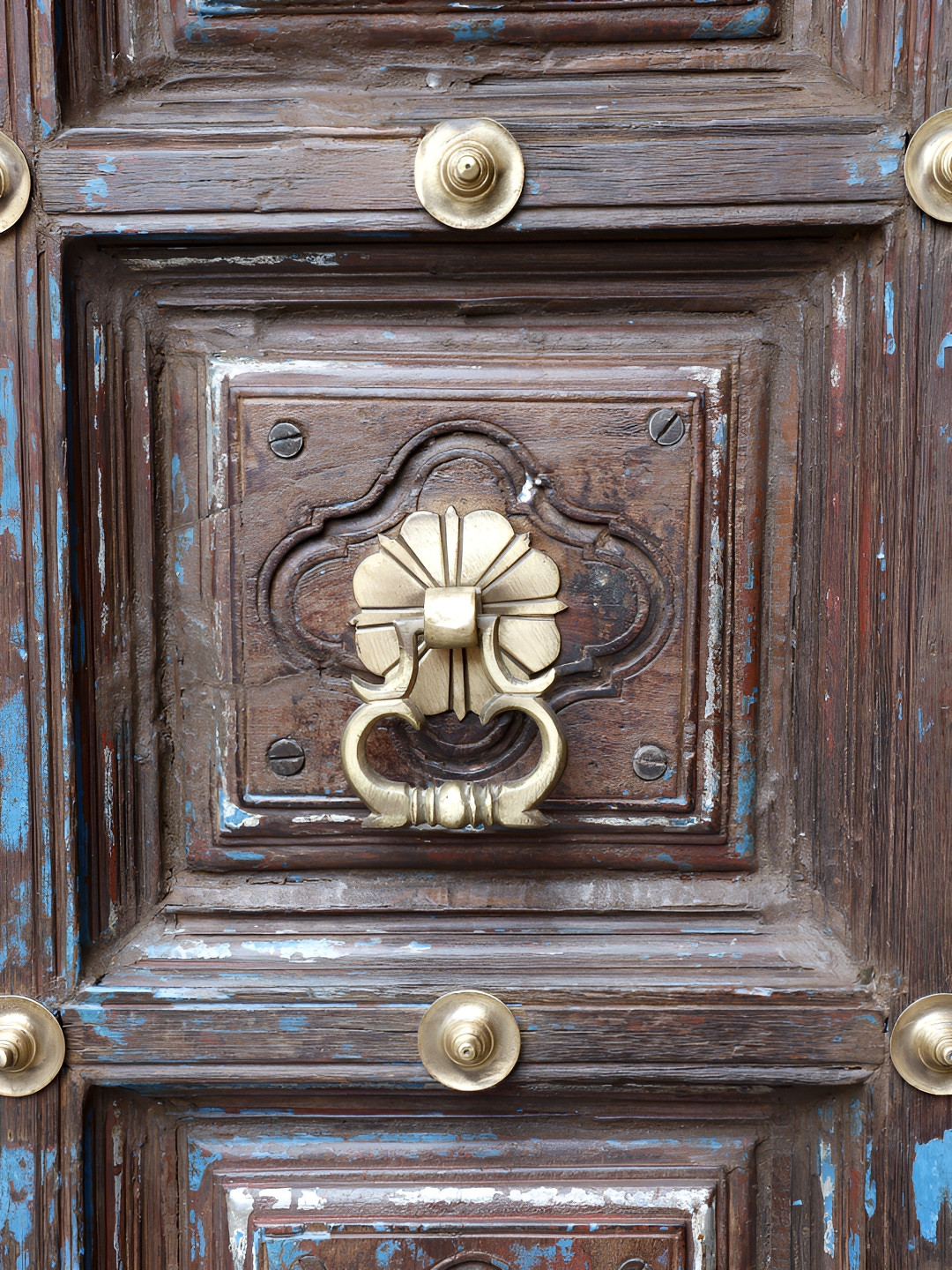 Exotic India Vintage indian Door Brown Brass Metallic Living Room Large Showpiece - 89.8 Inches