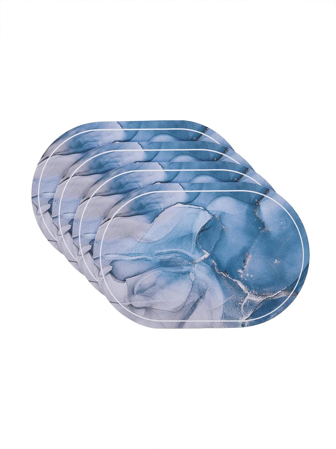 Kuber Industries Blue & Grey  Abstract Printed 240 GSM Anti-Skid Bath Rugs