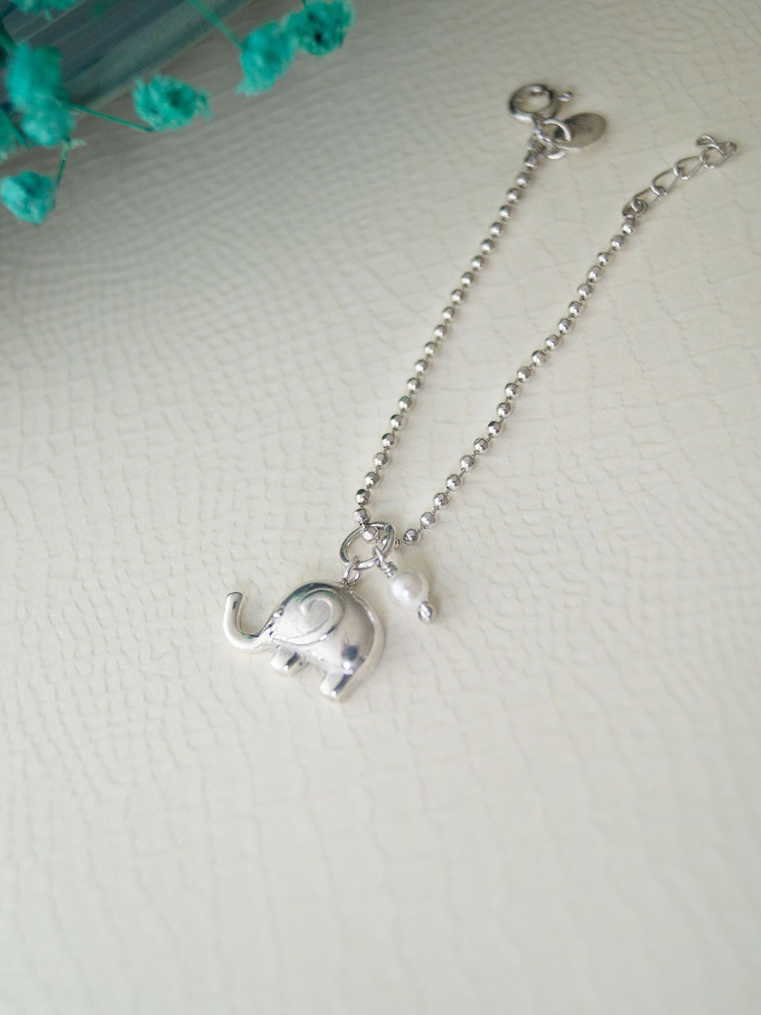 MANNASH Sterling Silver Rhodium-Plated Elephant Watch Charm