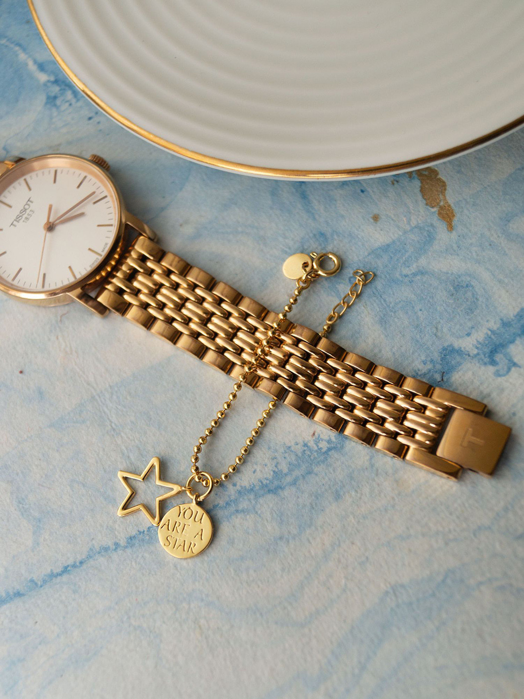 MANNASH You are A Star Gold Plated Sterling Silver Watch Charm