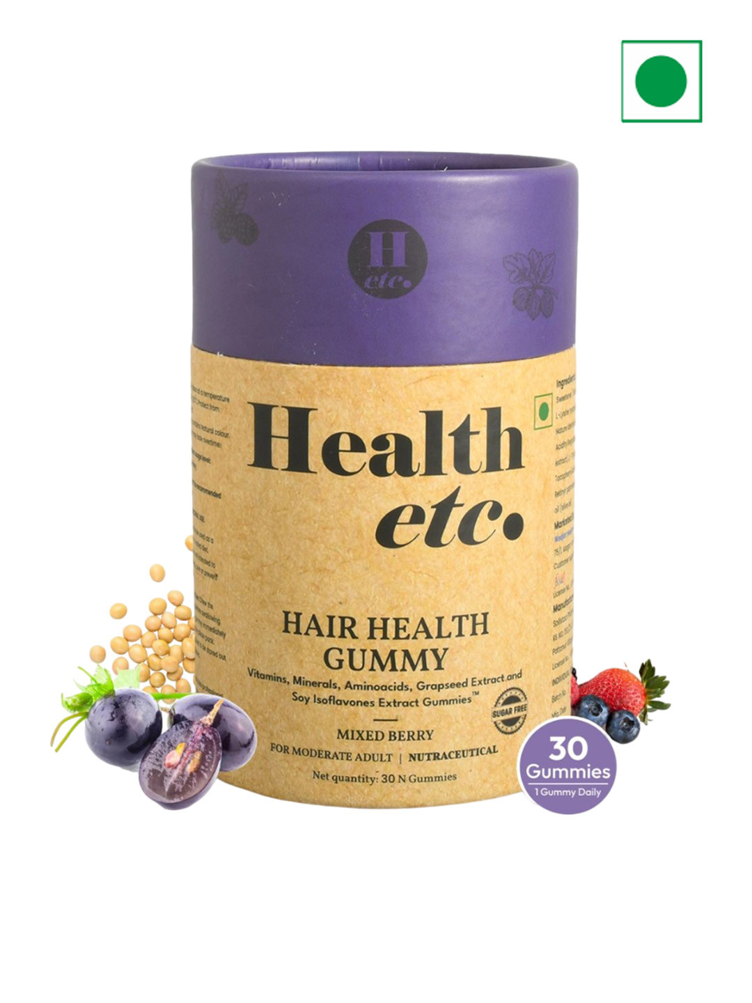 Health etc. Mixed Berry Hair Health Gummy With Grapeseed Extract - 30 Gummies
