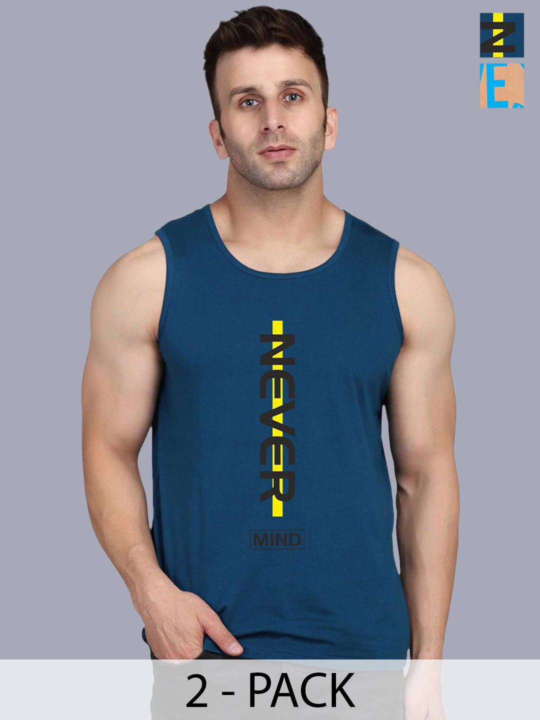 SLOWLORIS Pack Of 2 Printed Gym Vests SL26 COMBO (LOUD BLKRST) (NVR PEACOCK)