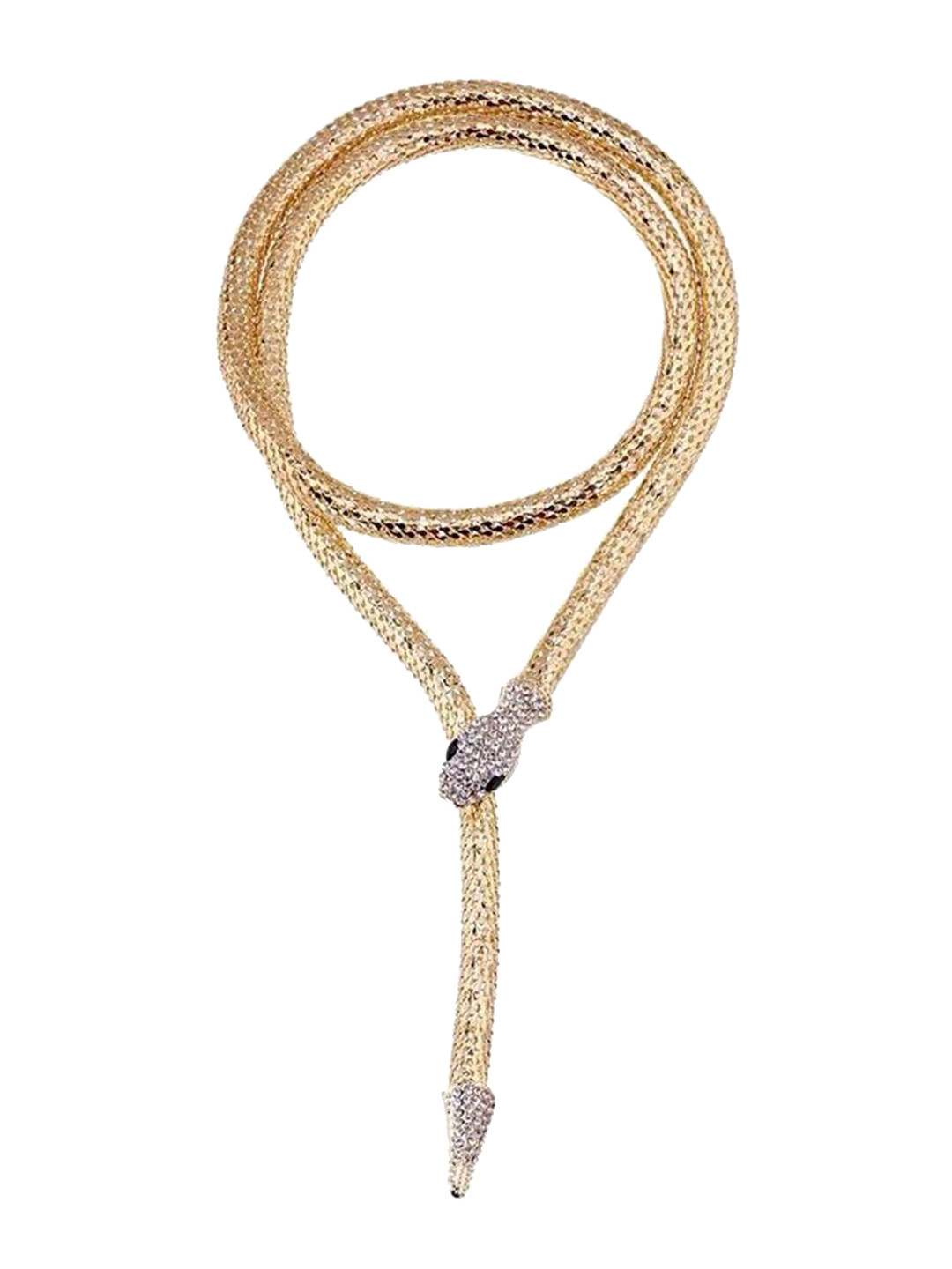 FIMBUL Gold Plated Stainless Steel Rhinestone Decor Snake Design Necklace