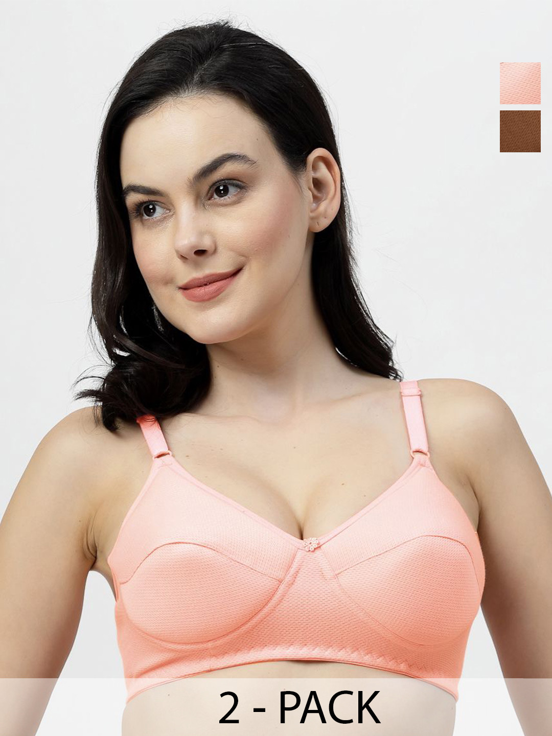 SHYAM SONS FLAIR Pck Of 2 Full Coverage Lightly Padded Bra ManviFoam-Brown-Coral