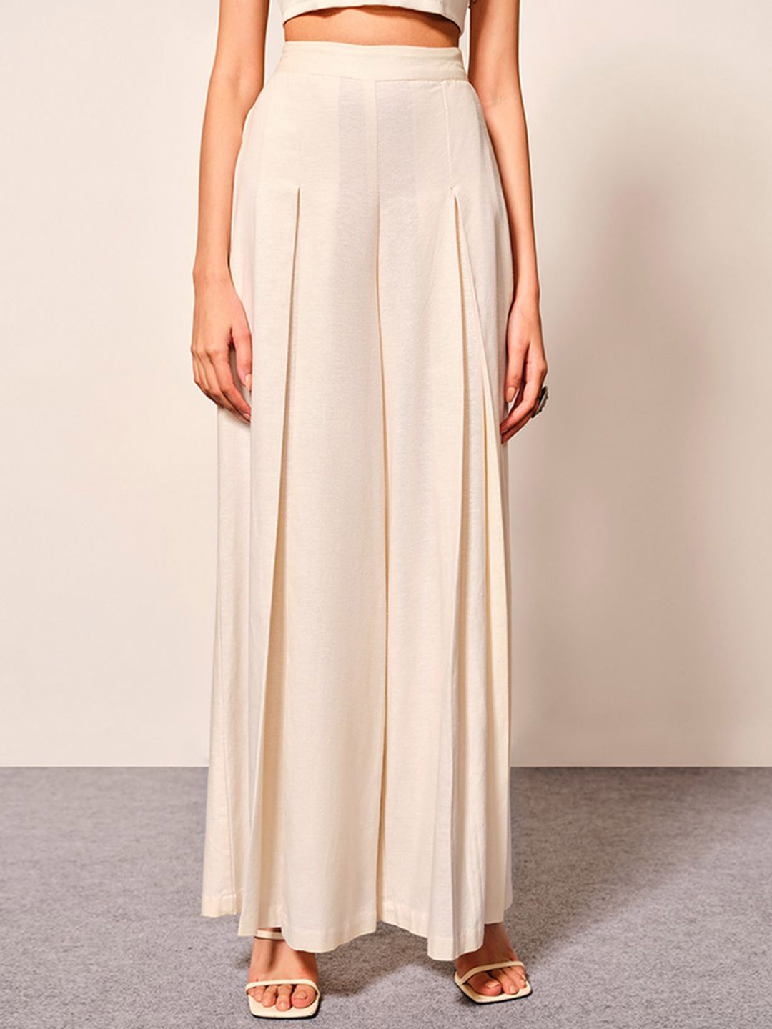 Global Desi Women Pleated Parallel Trousers