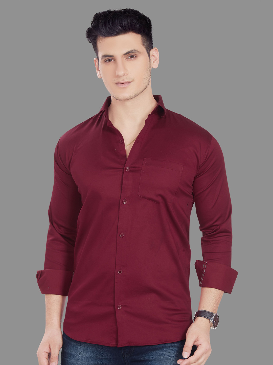 DIVISIVE Men Spread Collar Solid Polycotton Slim Fit Casual Shirt