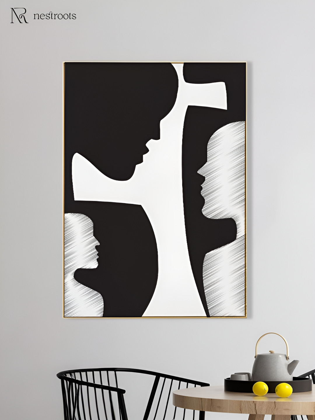 nestroots White & Black The Ripples Of Time Painting Wall Art