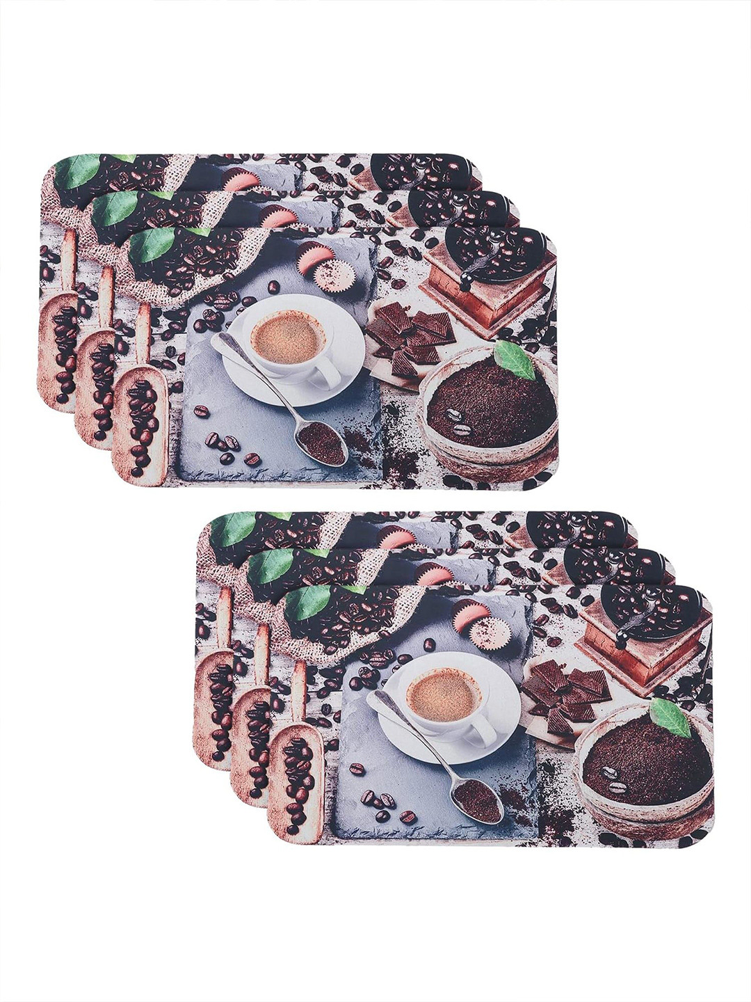 Kuber Industries Brown 6 Pieces Printed Kitchen Mats