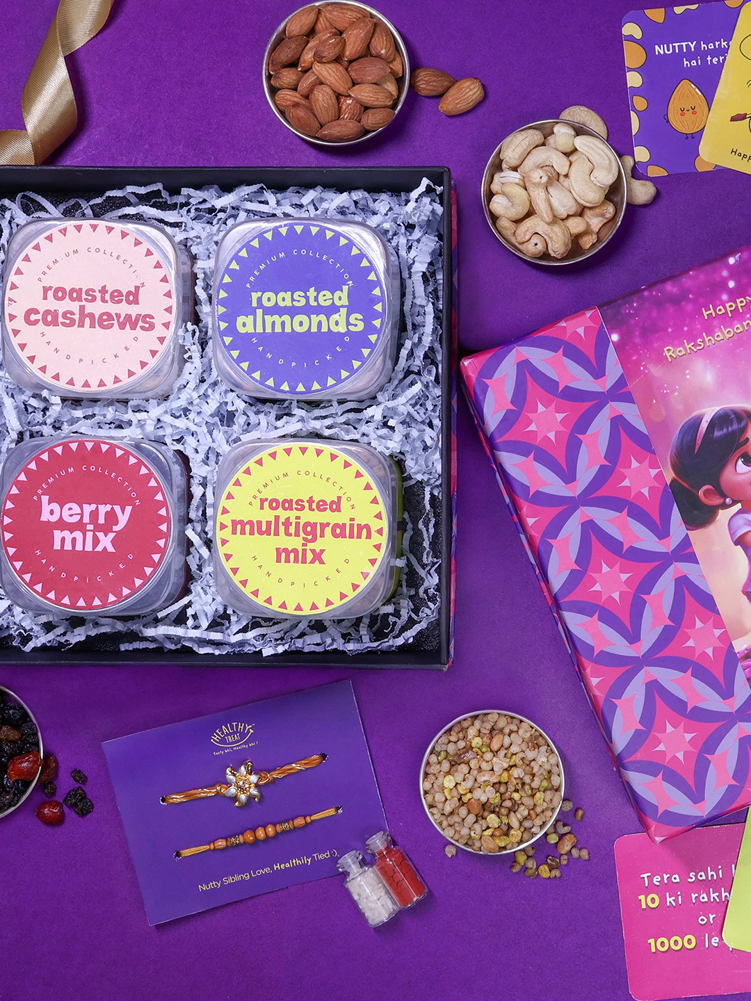 Healthy Treat 2 Pcs Rakhis With Dry Fruit Set