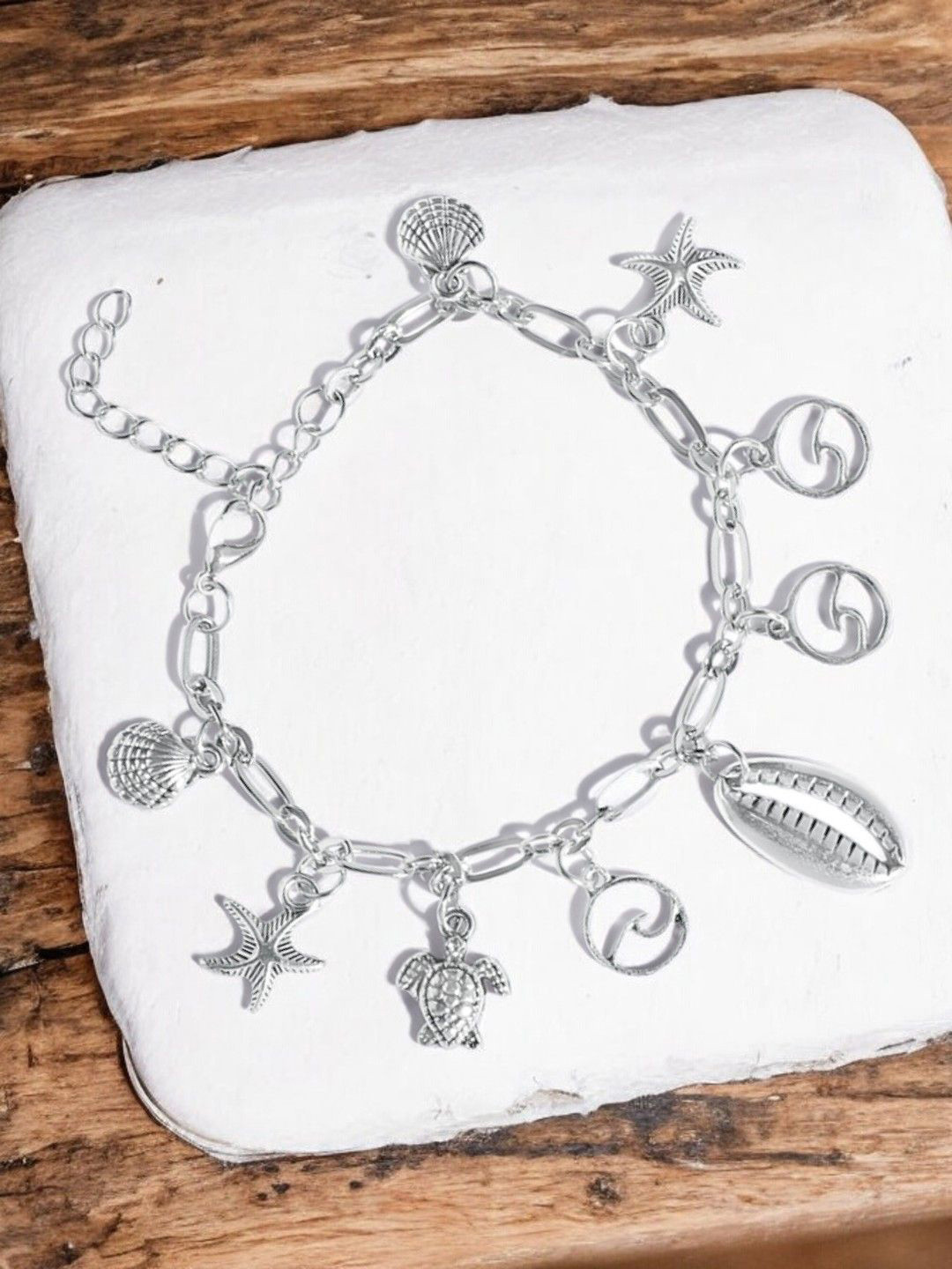 fabula Silver-Plated Oxidised Anklet