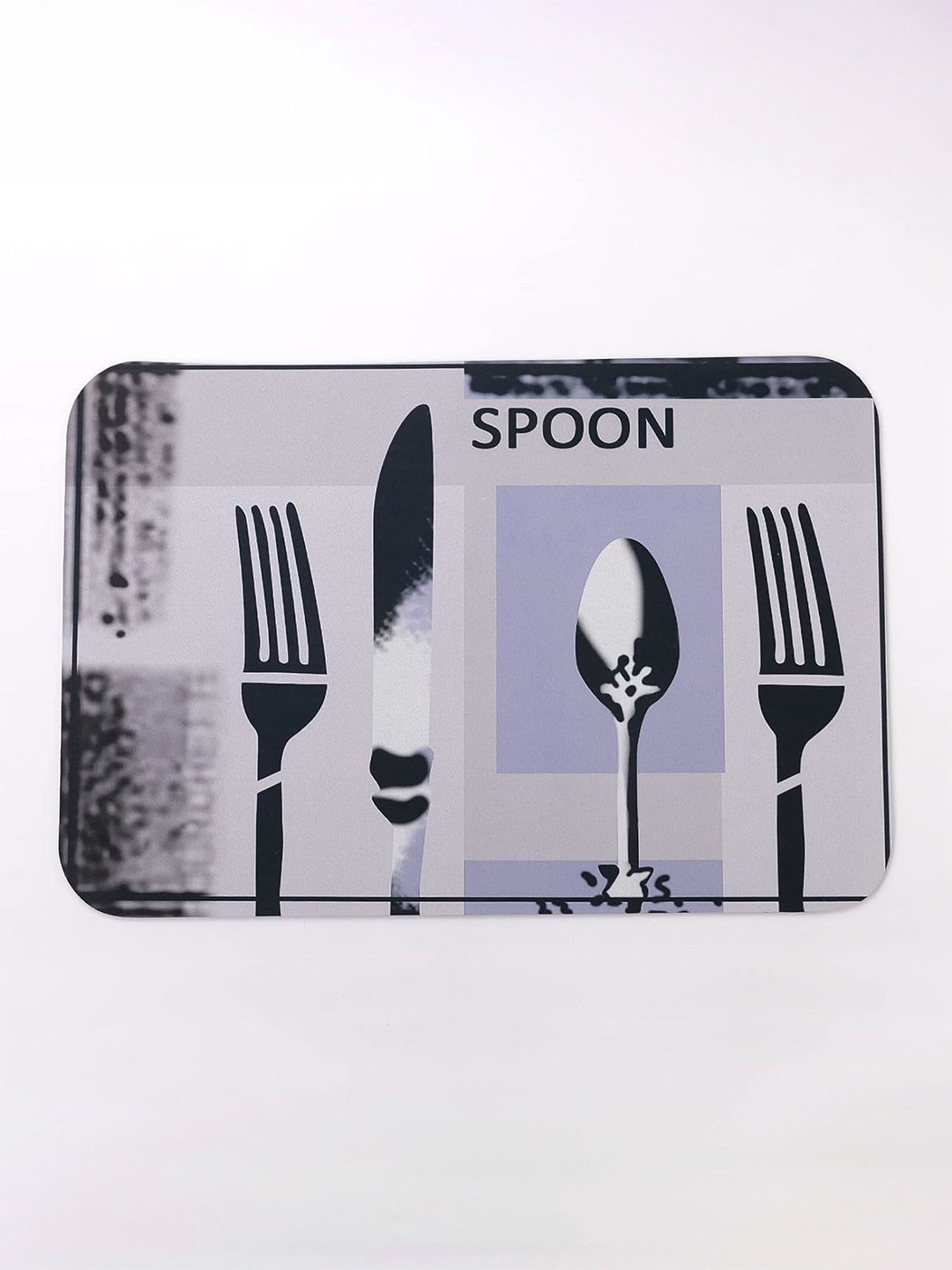 Kuber Industries Grey & Blue 5 Pieces Printed 240 GSM Kitchen Mats