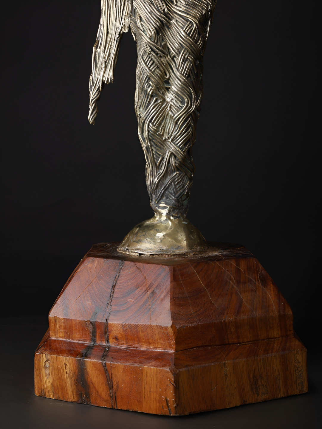 Exotic India Stretching Herself Gold Brass Metallic Living Room Extra Large Showpiece - 12.2 Inches