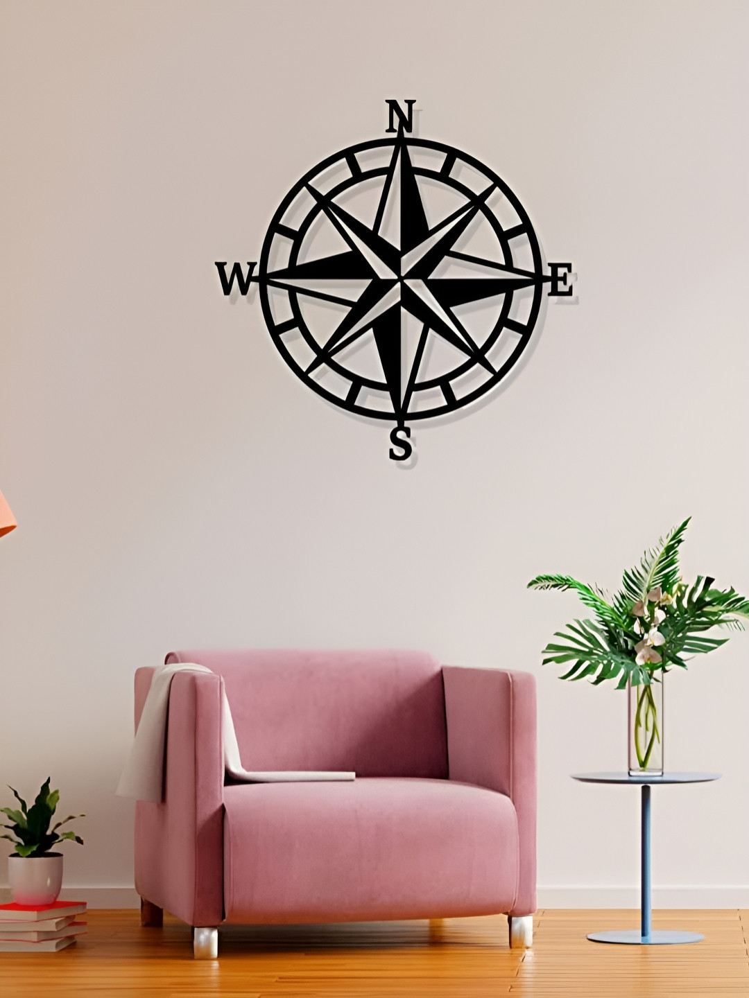 ARTROOMS Compass Metal Matte Hanging Hall Signs and Plaques-25In