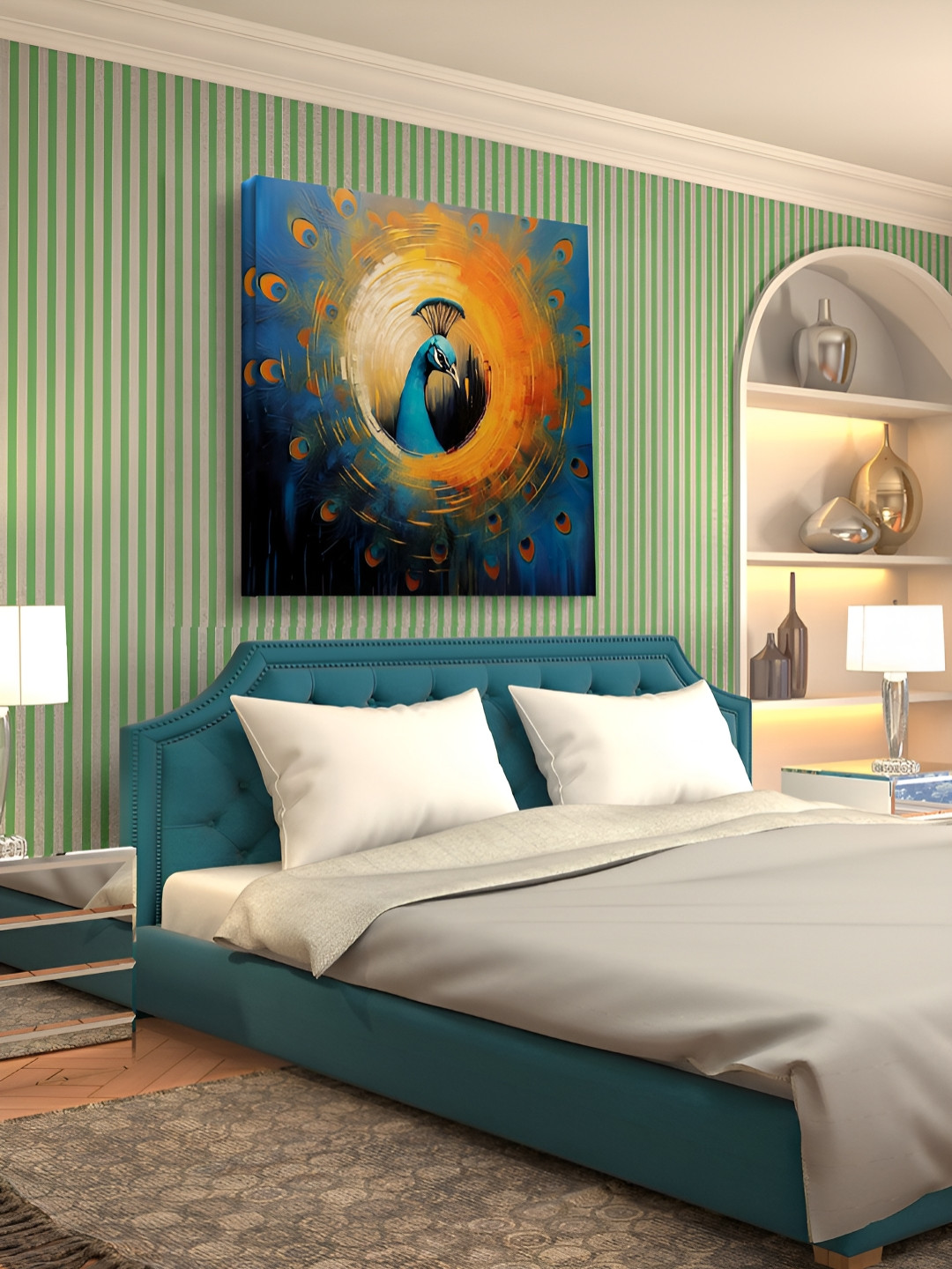 OLIVE TREE Birds Canvas Wall Square Paintings Wall Art -23.6x23.6In