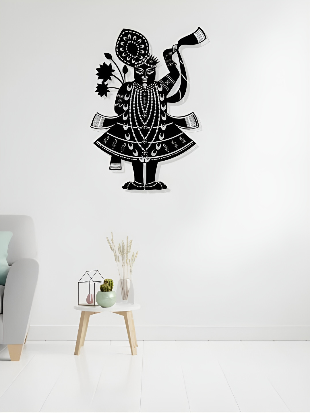 ARTROOMS Shreenath Ji Metal Ethnic Motifs Glossy Hanging Hall Spiritual Wall Decor-25In