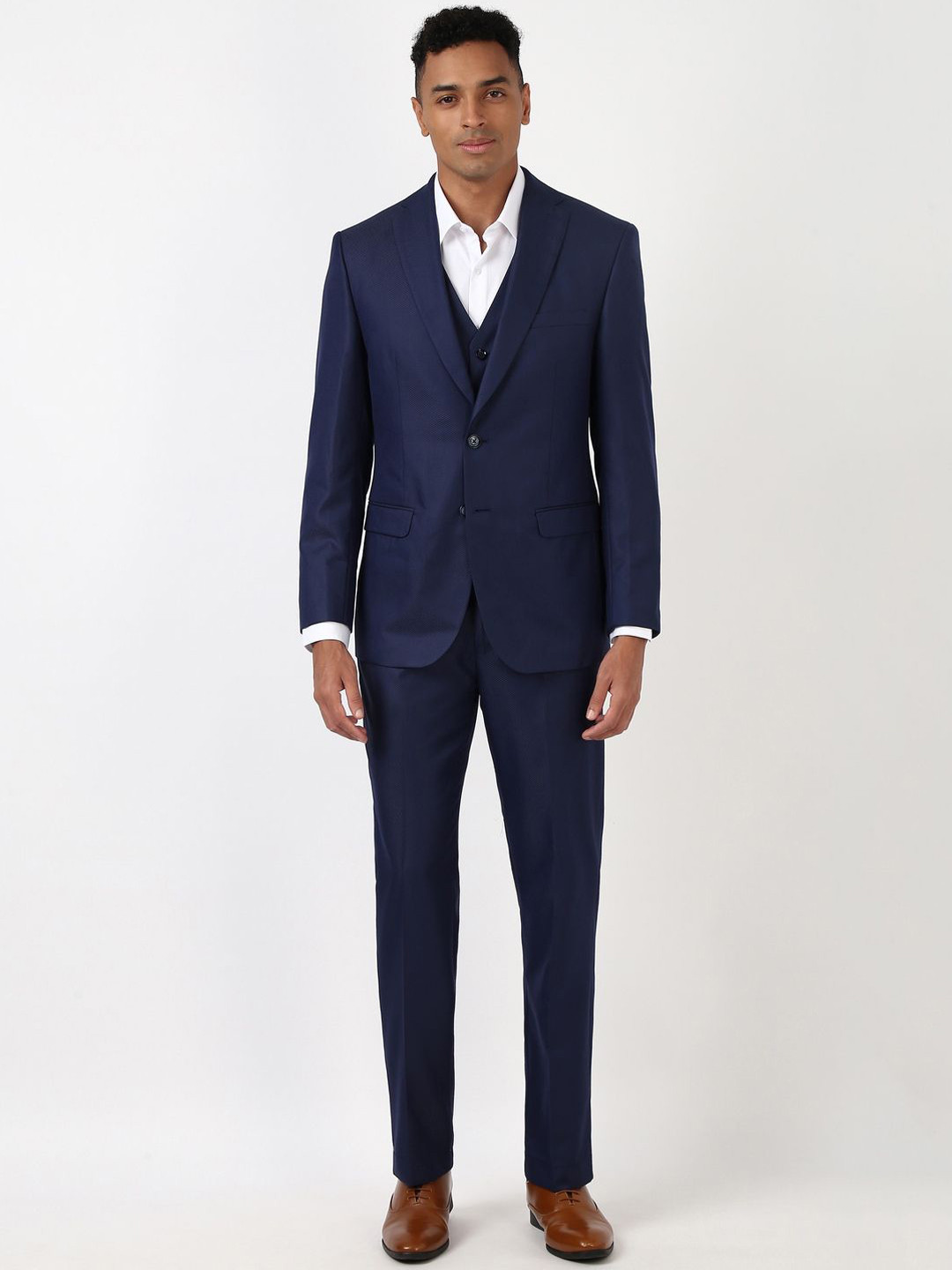 Peter England Elite Single-Breasted Three-Piece Formal Suits