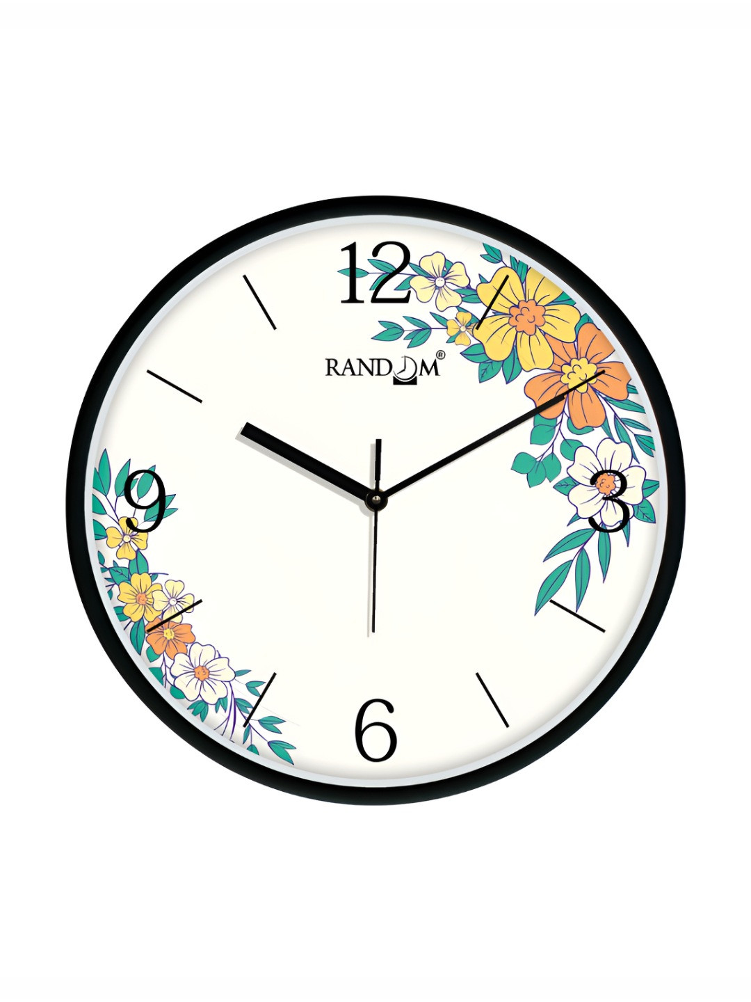 RANDOM Cream Plastic Ultra Clear Glass Round Battery Analogue Wall Clock-30cm
