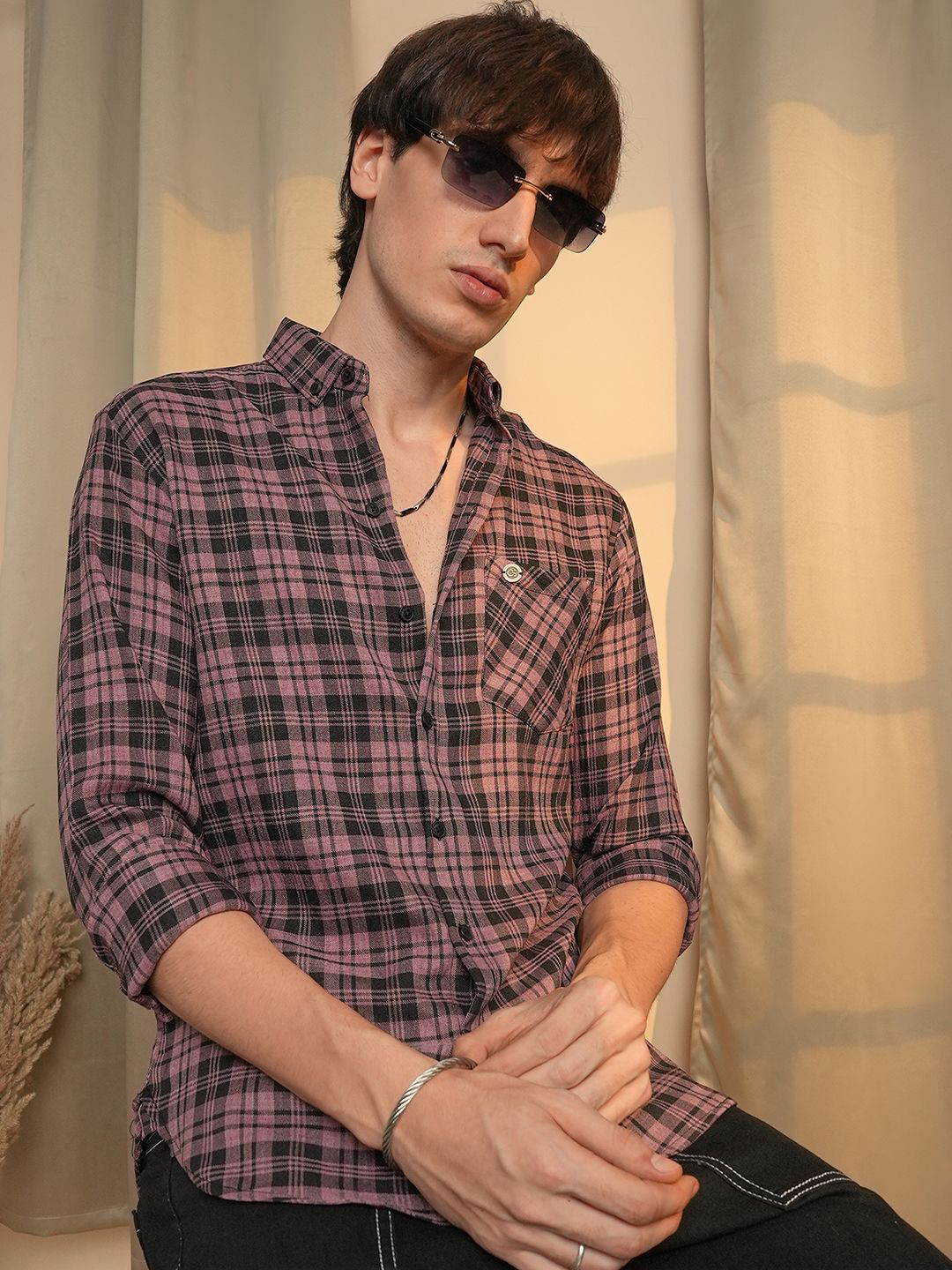 CAHOOT Men Comfort Checked Opaque Casual Shirt