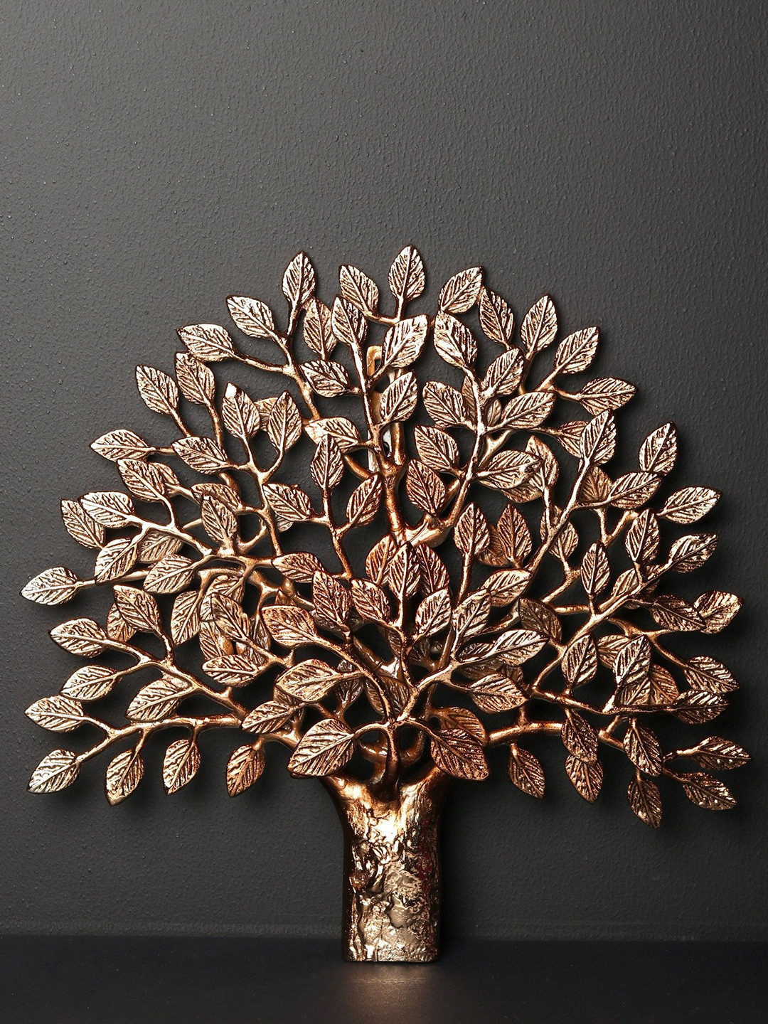 Exotic India Tree Of Life Brass Floral Glossy Hanging Hall Wall Hangings-12In