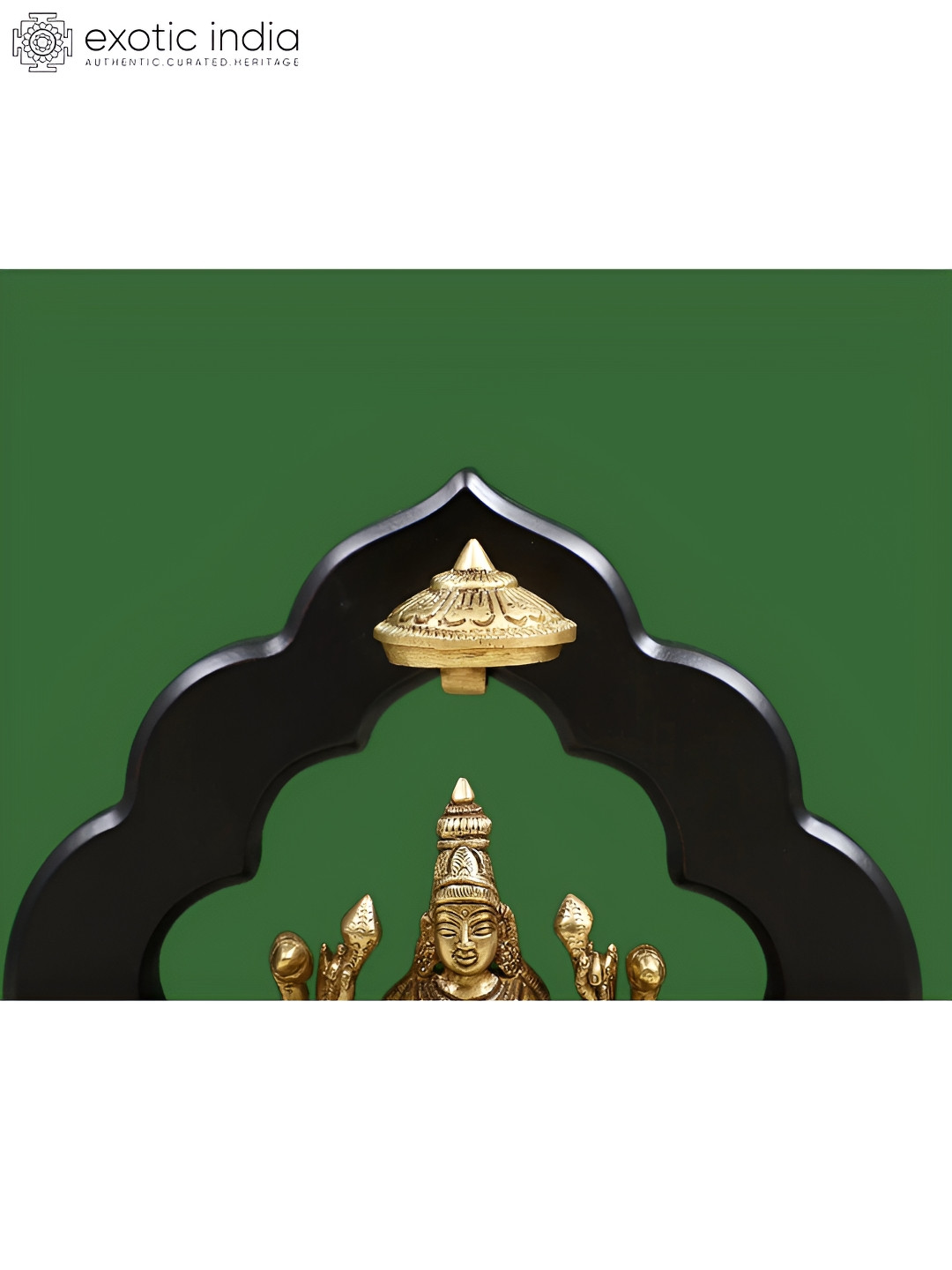 Exotic India Goddess Gaja Lakshmi Sitting Gold Brass Metallic Prayer Room Small Showpiece - 3.8 Inches