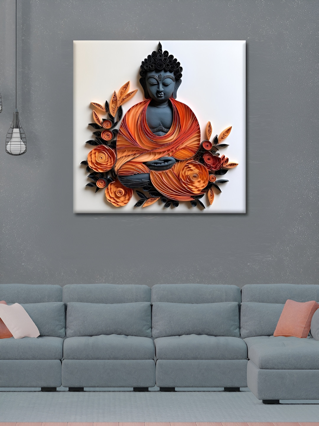 OLIVE TREE Orange Canvas Wall Living Room Square Potrait Paintings Wall Art -24 x 24In