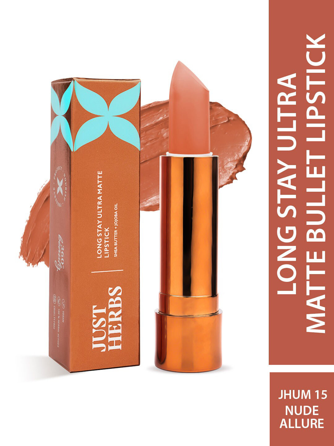 Just Herbs 360 Degree Beauty Ultra Matte Lipstick With Shea Butter - 4g - Nude Allure 15