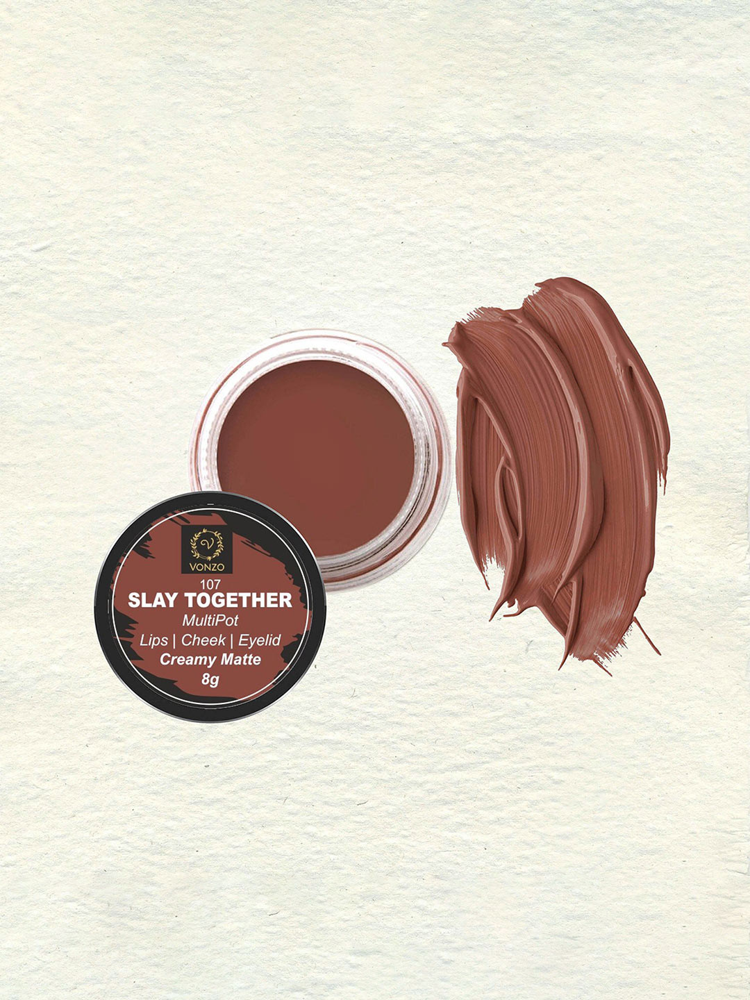 VONZO MultiPot Cream Matte Lip cheek & Eyelids Tint 8 g- 107 Slay Together