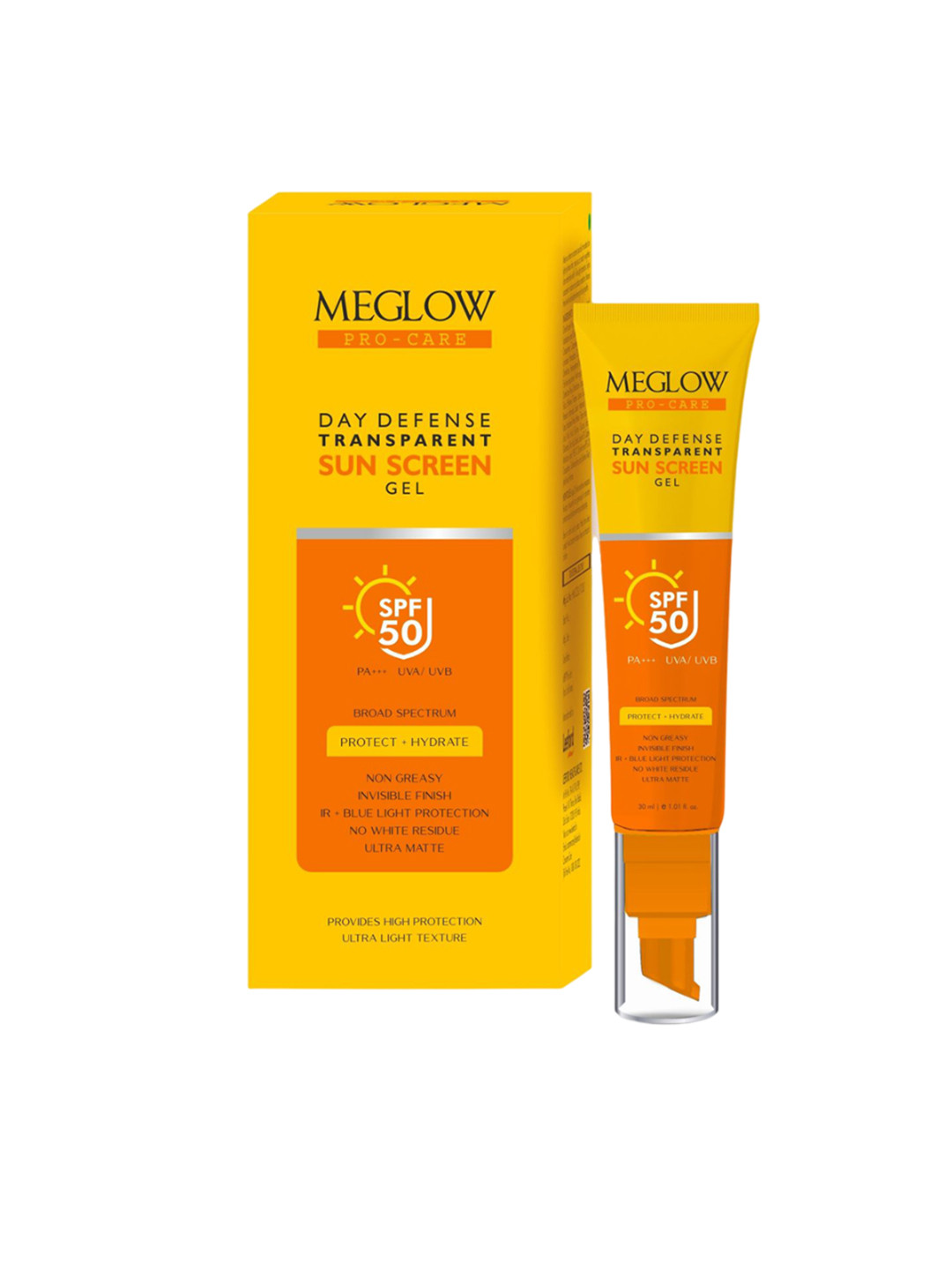 MEGLOW Pro-Care Day Defence Broad Spectrum SPF 50 Sunscreen Gel for Face- 30ml