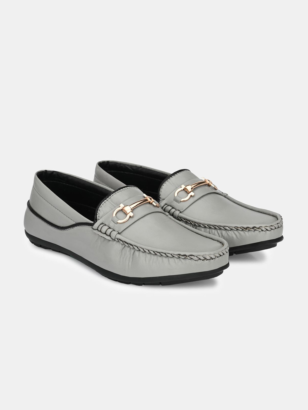 LeatherKraft Men Textured Water Repellent Upper Horsebit Loafers