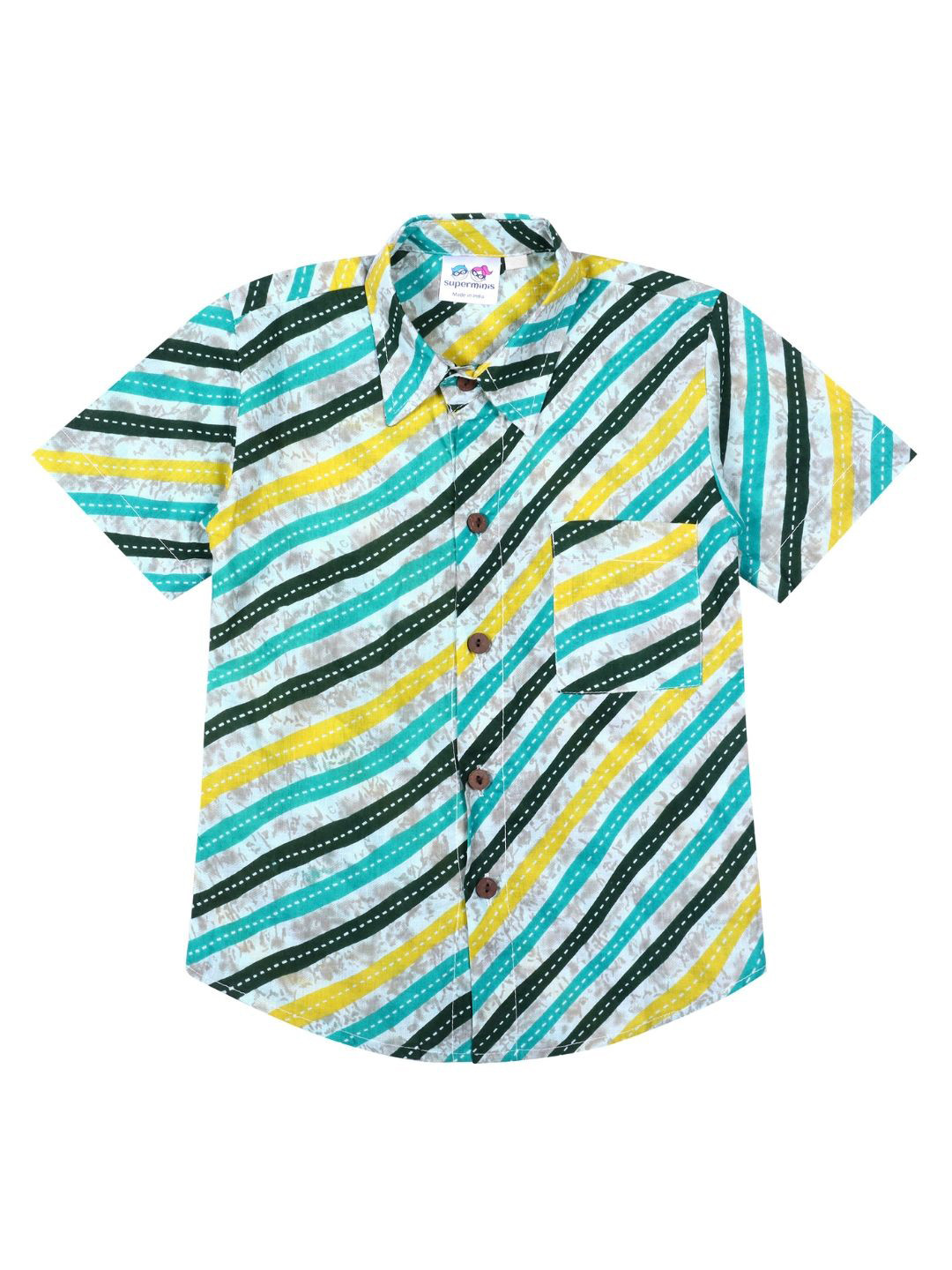 Superminis Boys Modern Spread Collar Vertical Striped Cotton Casual Shirt