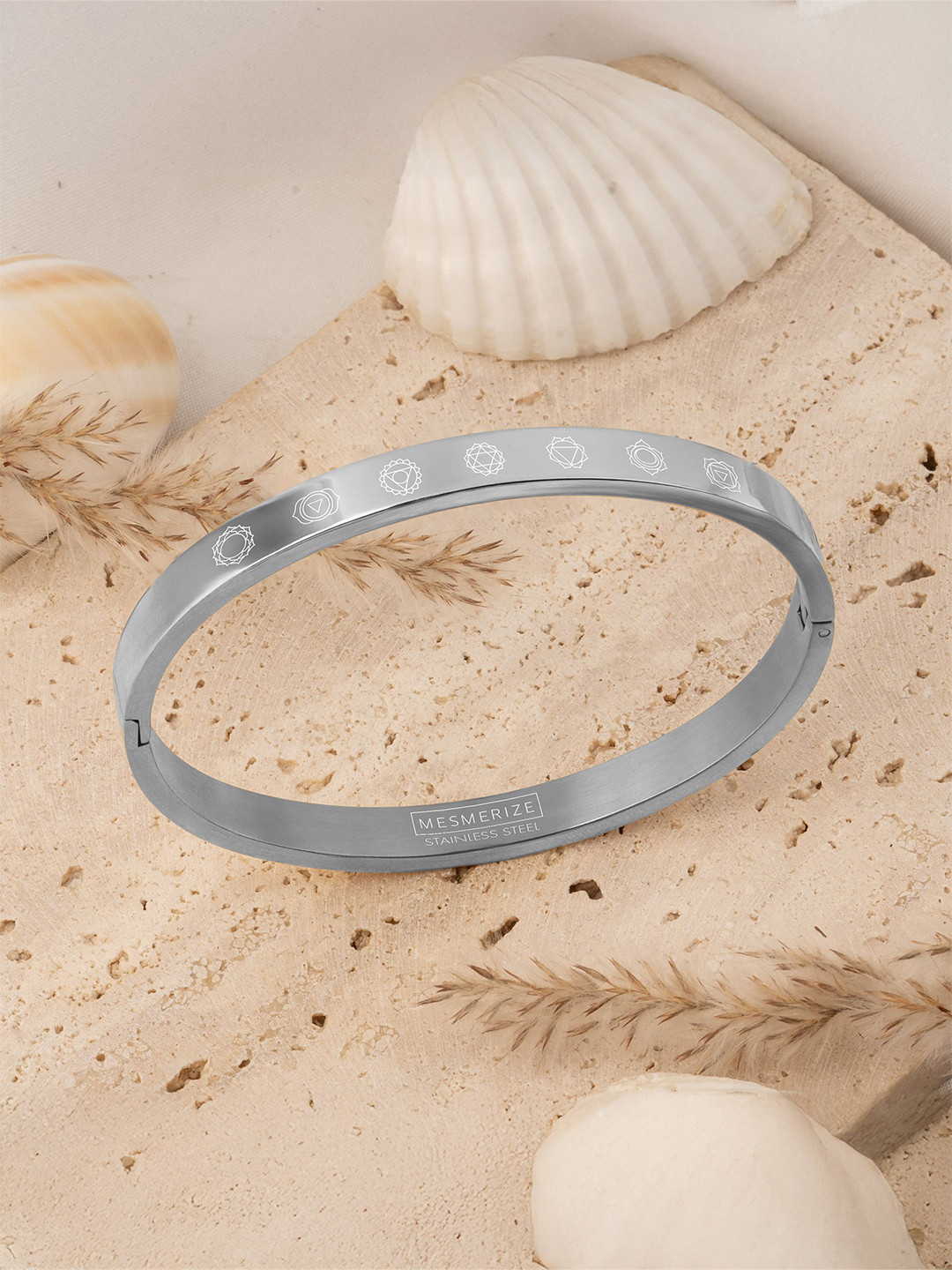 Mesmerize Stainless Steel Balance 7 Chakra Gloss Kada Bracelet