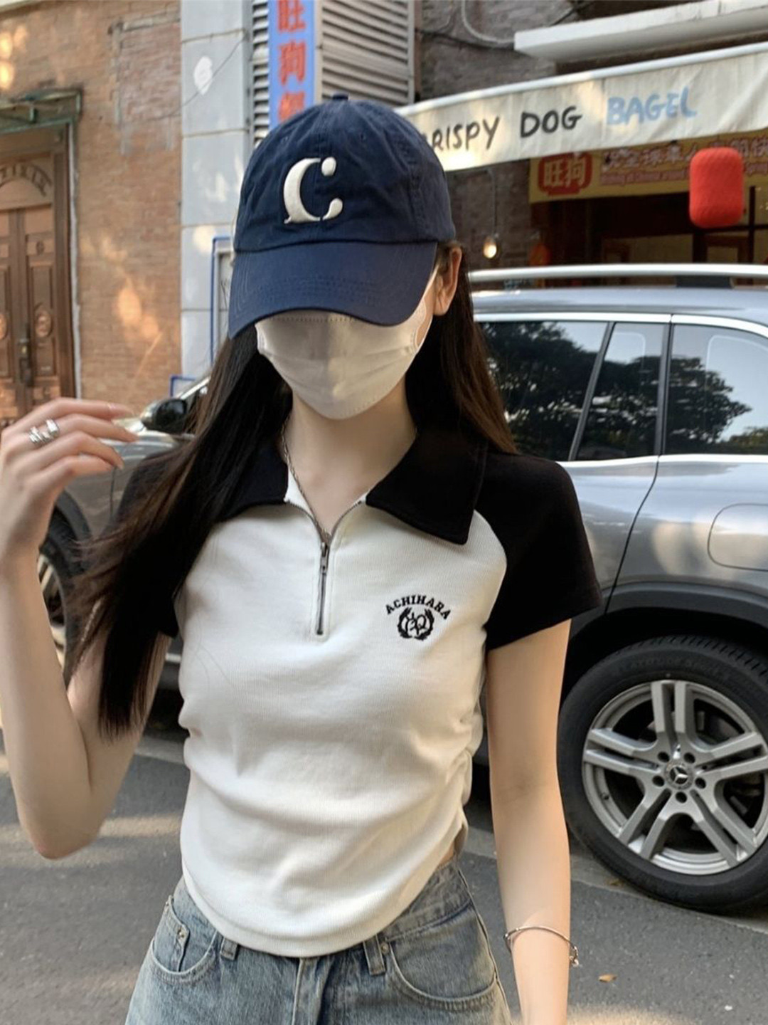 KPOP Women Printed Shirt Collar Top