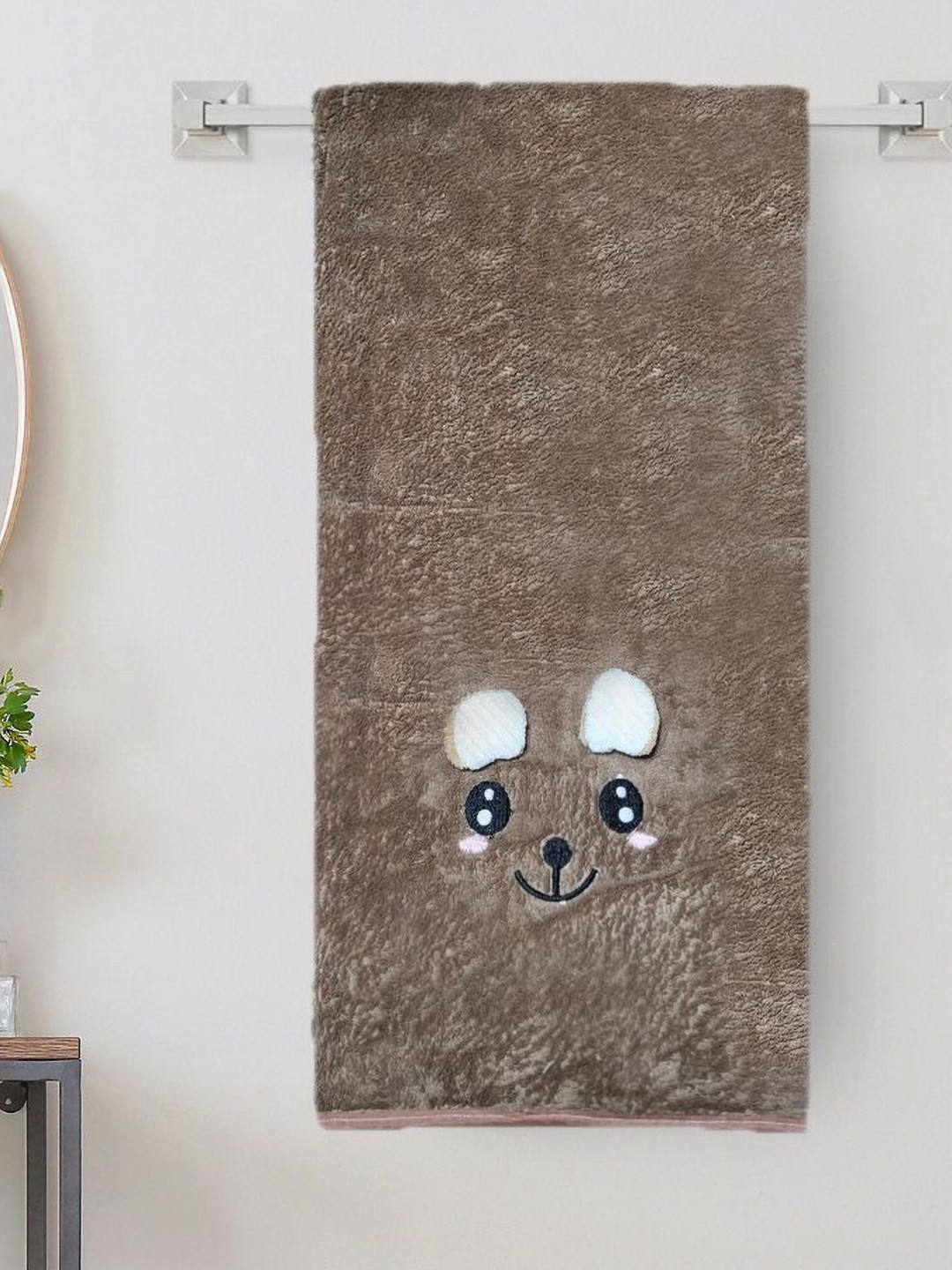 ANA Kids Brown & White Bunny Face Printed 300 GSM Bath Towel