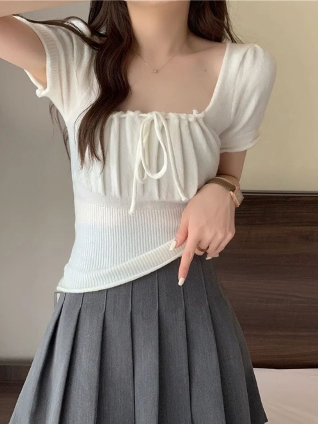 HERE&NOW Women Square Neck Winter Wear Top