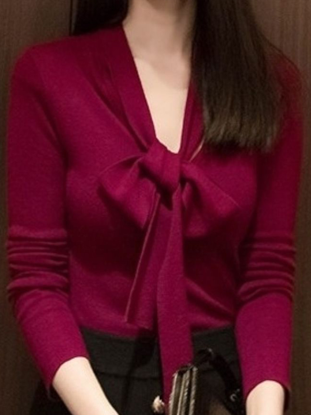 KPOP Scarf Neck Solid Cotton Top