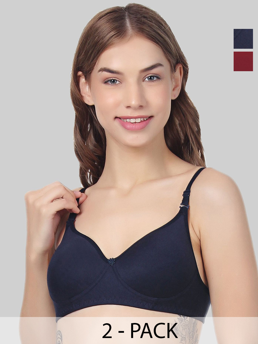 Designer Bugs Women Pack Of 2 T-shirt  Full Coverage Seamless Cotton dbnp Bra