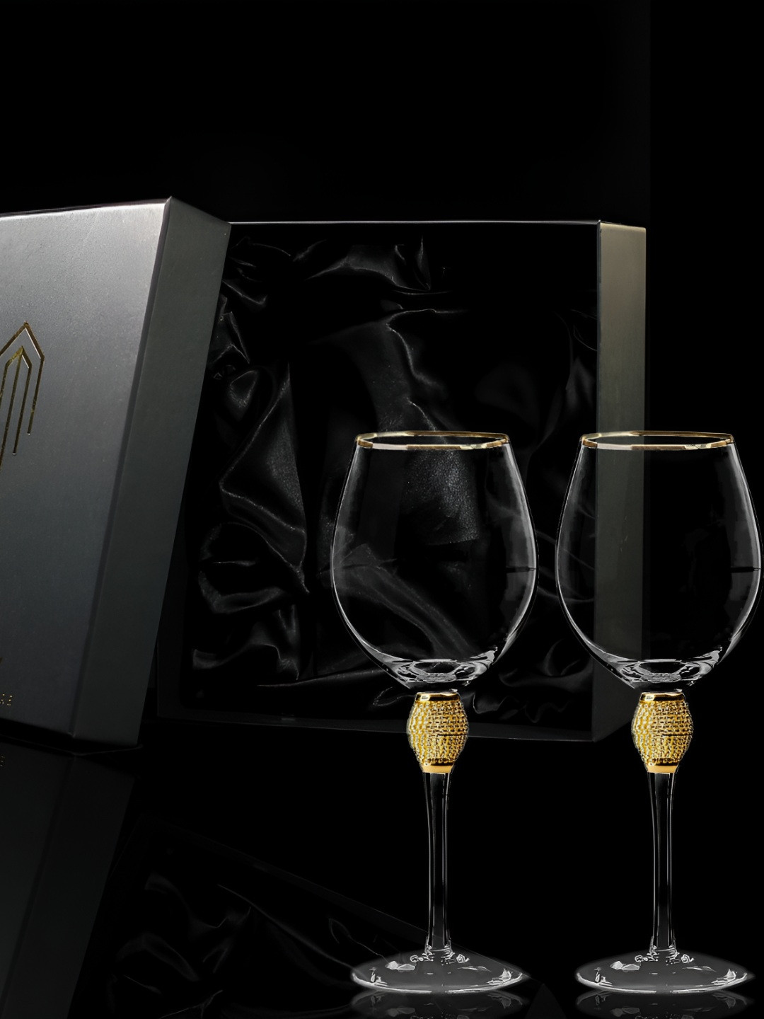 MELBIFY Jewel Stem 2 Pieces Transparent Wine Glass 500 ml each