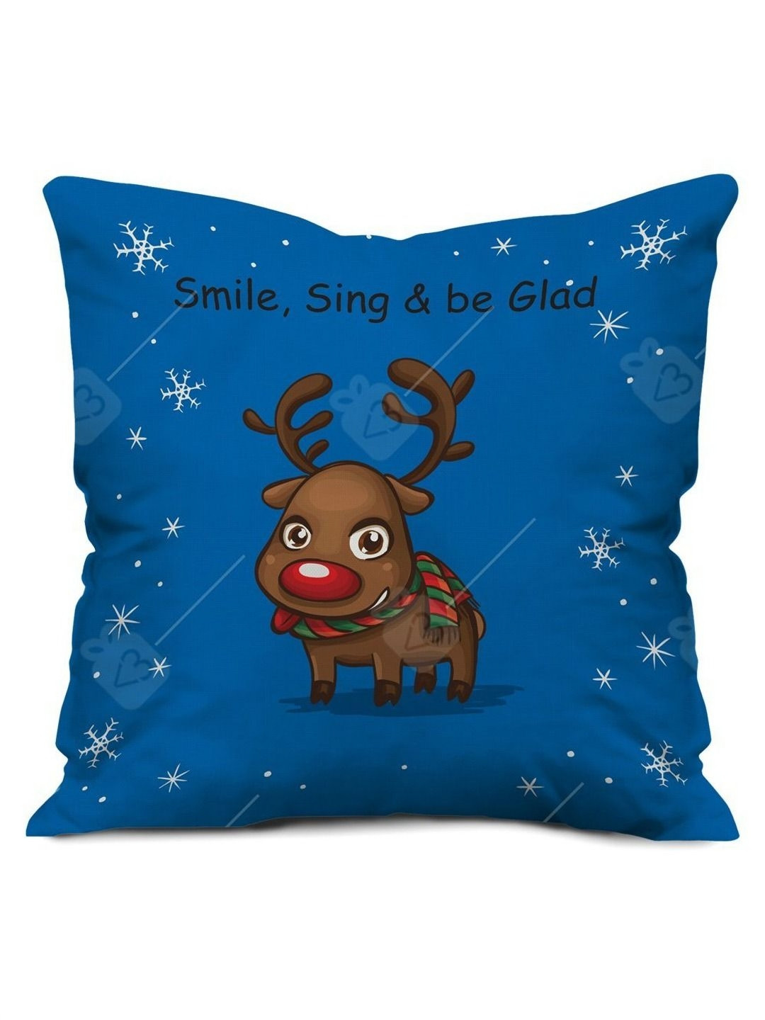 Indigifts Blue and Brown Christmas Printed Pre-Filled Cushion