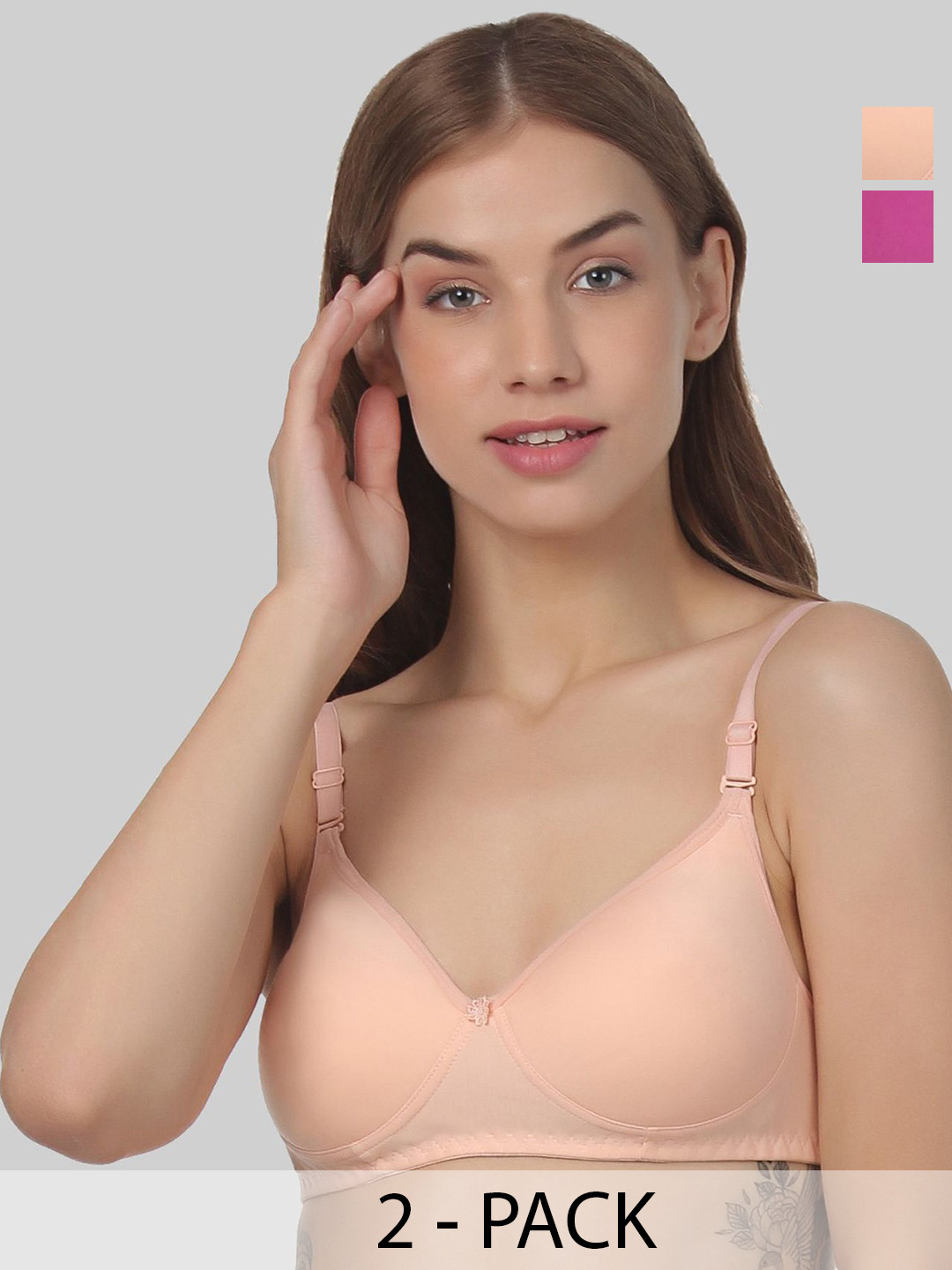 Designer Bugs Women Pack Of 2 All Day Comfort Seamless Full coverage T-Shirt Bra