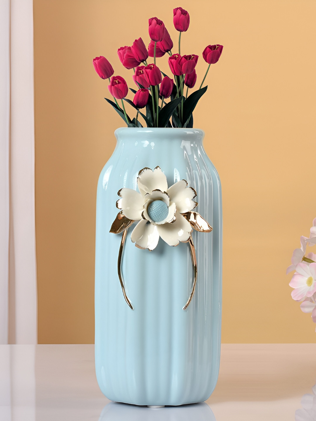 TAYHAA Blue & White Ceramic Flower Vase