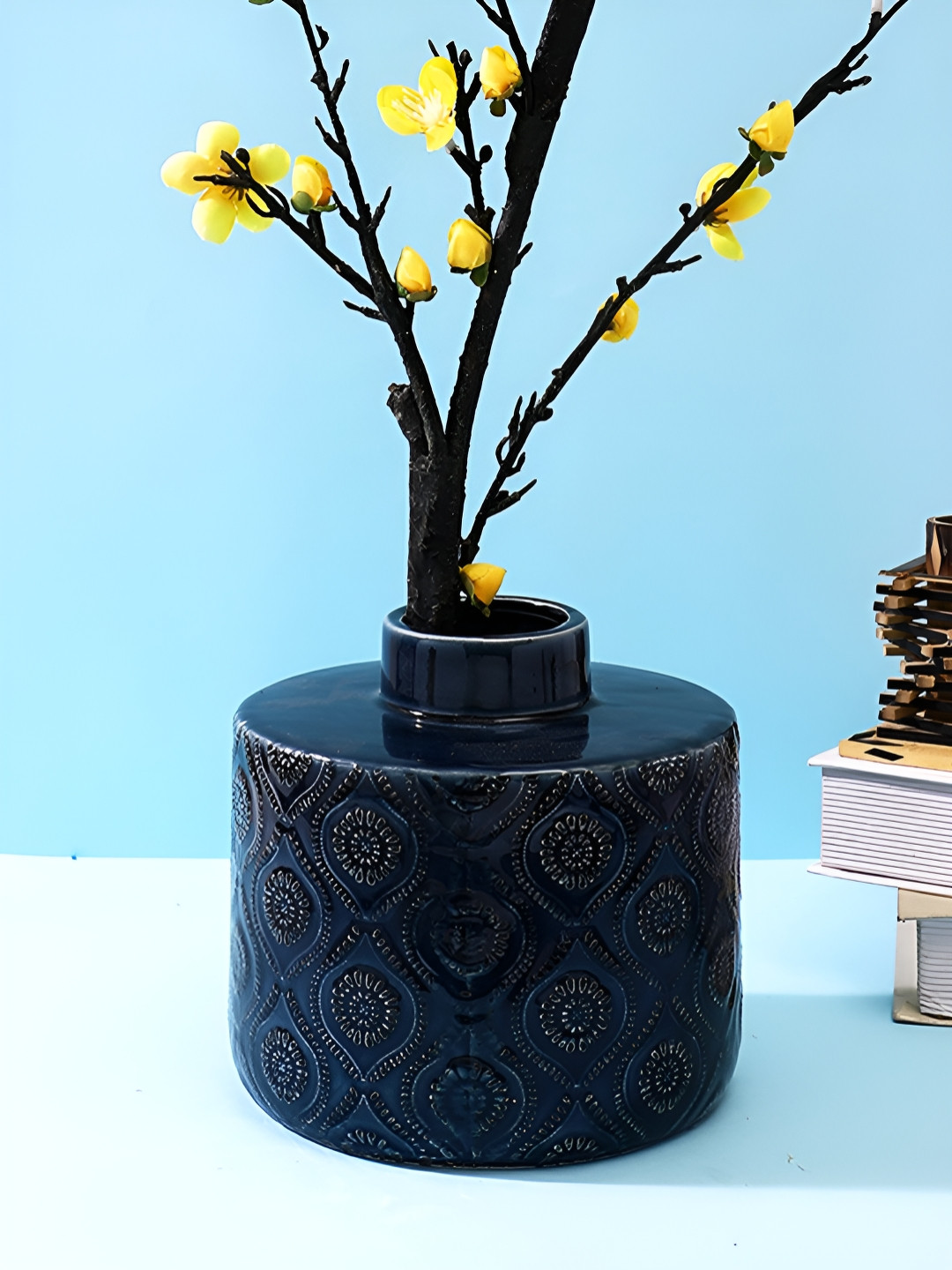 TAYHAA Blue Arabic Artwork Ceramic Vase