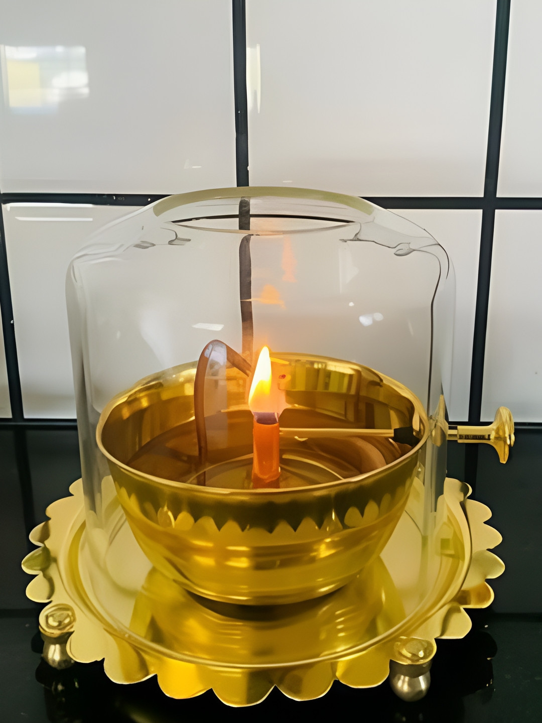 Adbeni Yellow Brass Akhand Jyot Diya