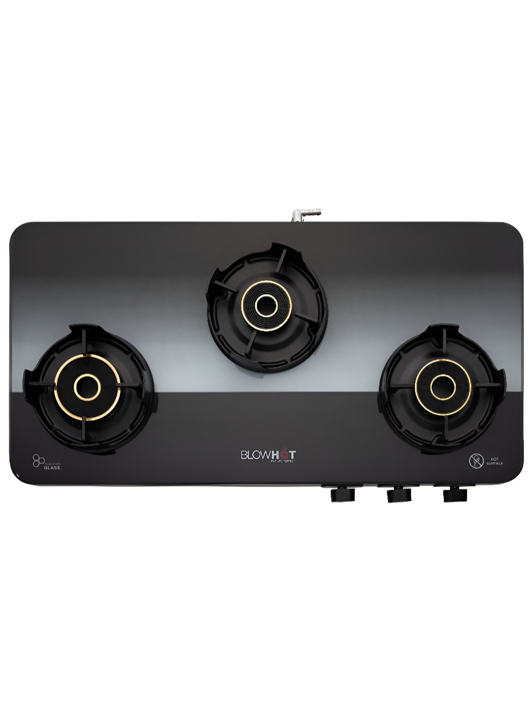 BLOWHOT Black 3 Burner Glass Gas Stove