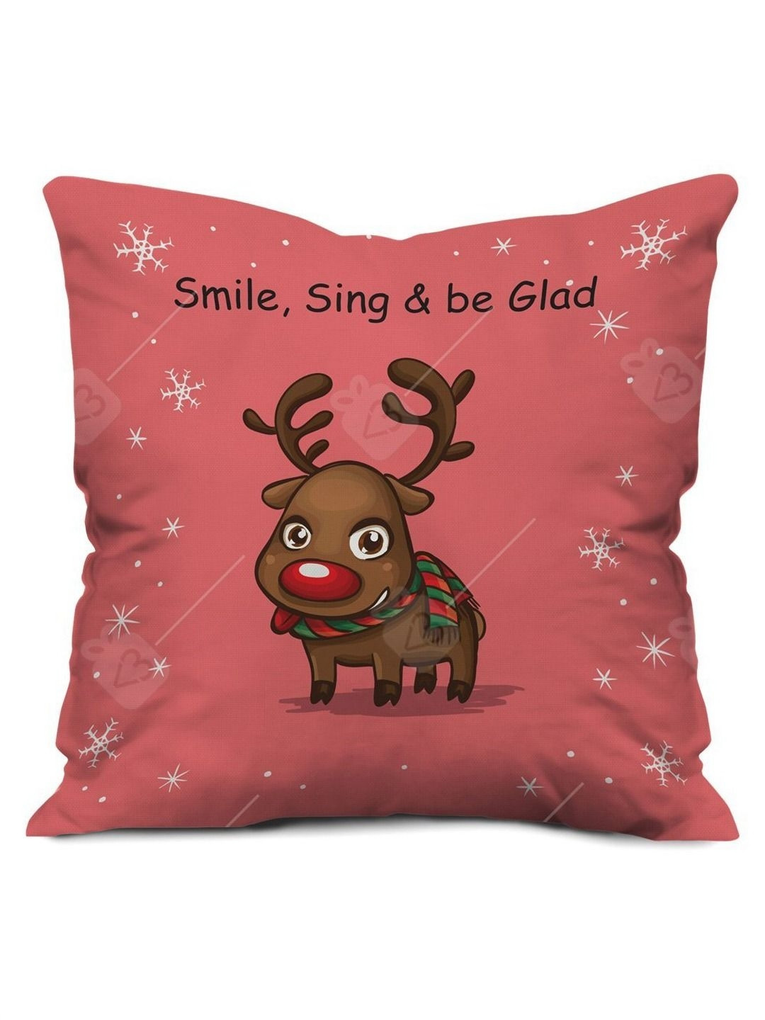 Indigifts Pink and Brown Printed  Pre-Filled Cushion