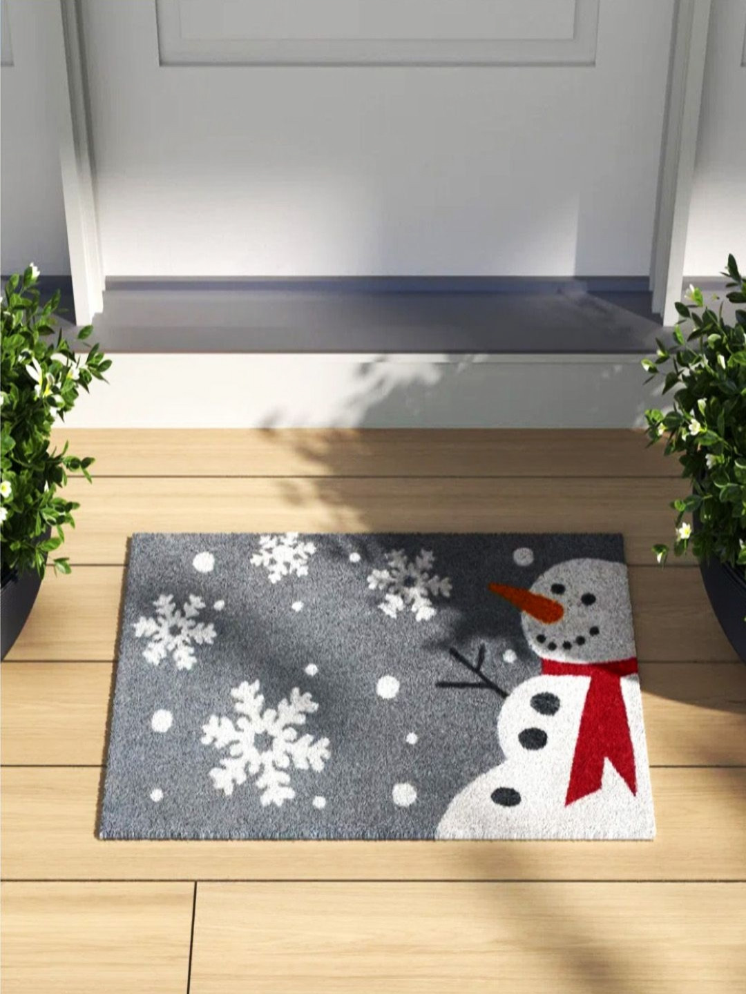 ANA Grey & White Christmas Snowmen Bath Mats