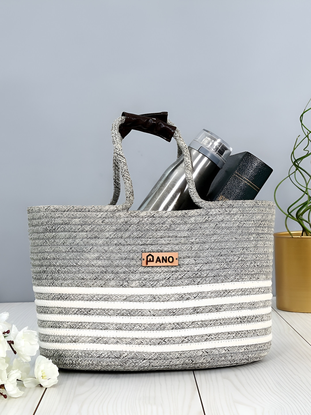 Pano Grey Storage Basket Handbag Organiser